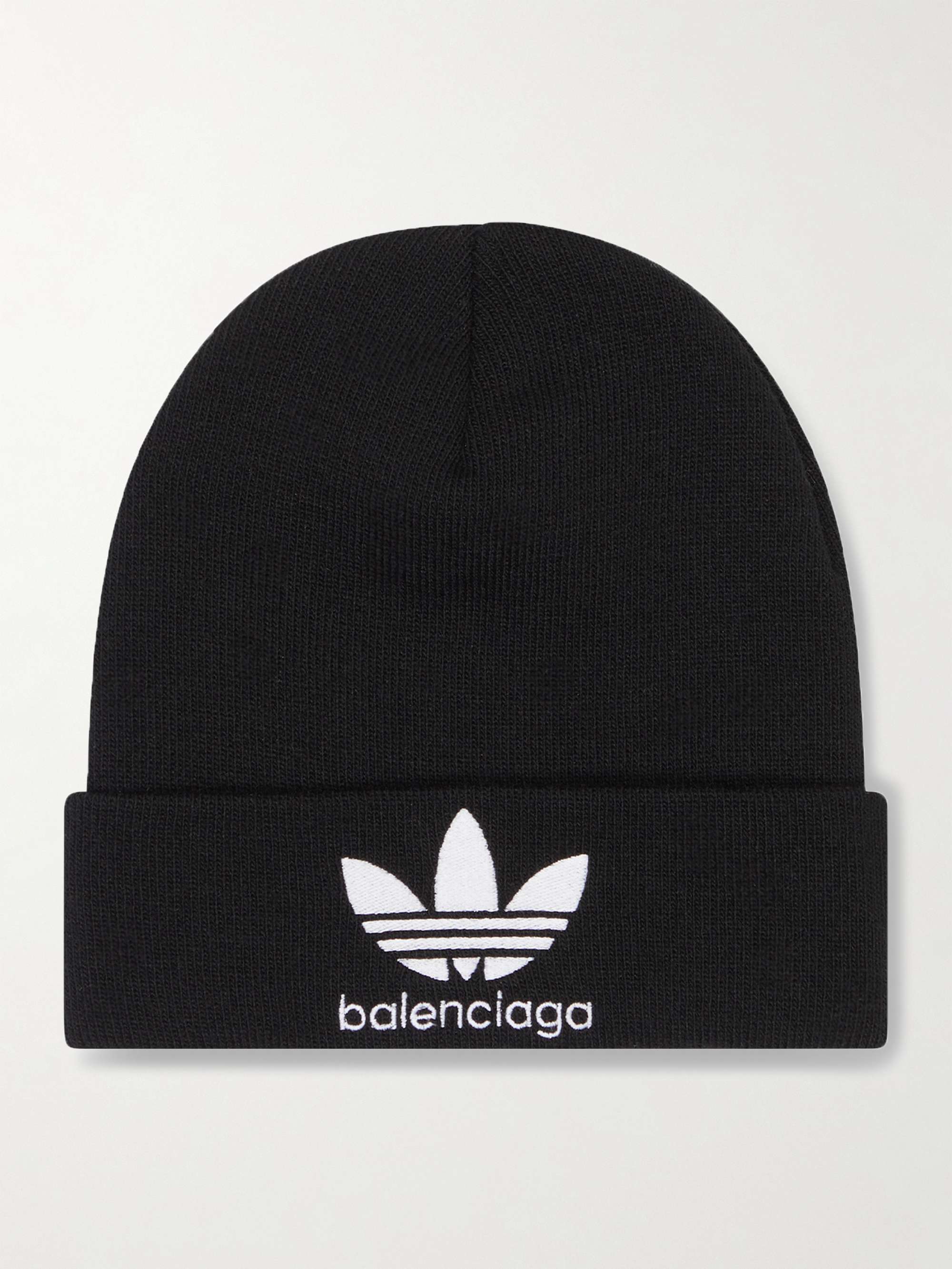 BALENCIAGA + adidas Logo-Embroidered Knitted Beanie for Men | MR
