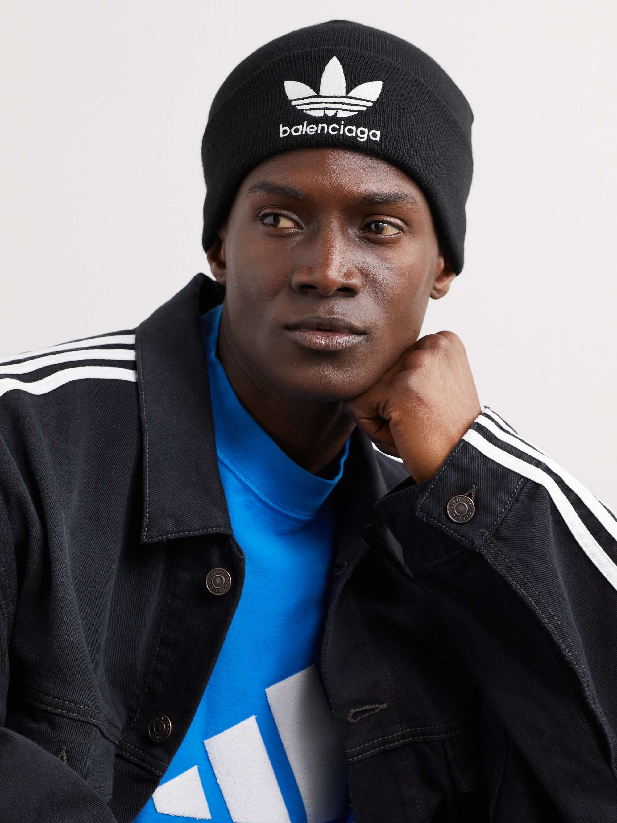BALENCIAGA + adidas Logo-Embroidered Knitted Beanie for Men | MR PORTER