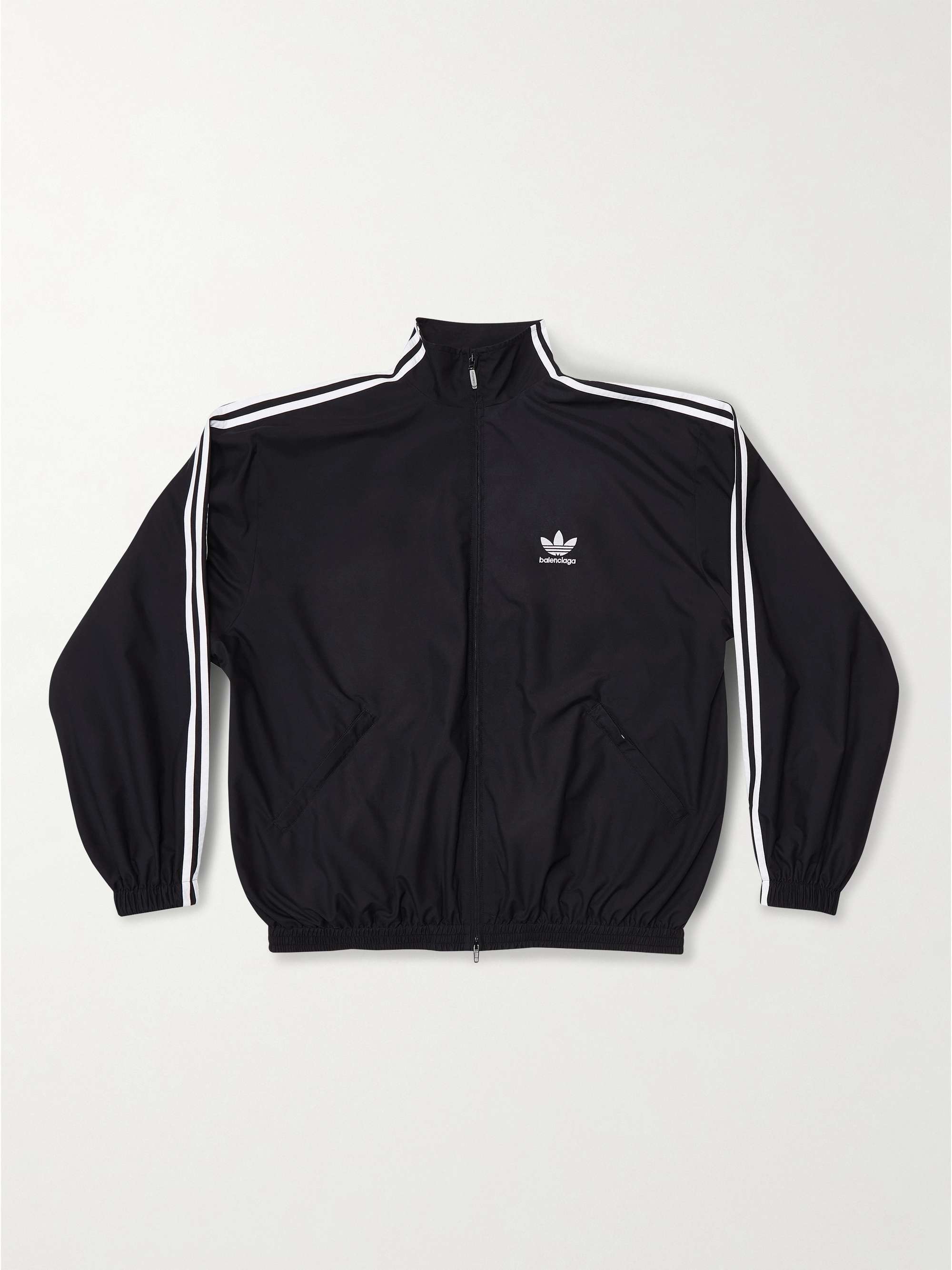 BALENCIAGA + adidas Striped Logo-Print Cotton-Blend Tech-Jersey Track Jacket  | MR PORTER