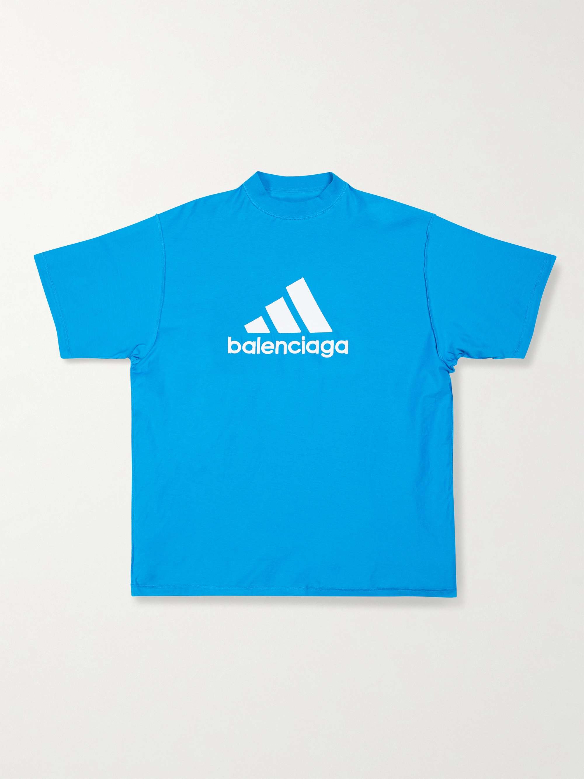 Blue + adidas Oversized Logo-Print Cotton-Jersey T-Shirt | BALENCIAGA | MR  PORTER