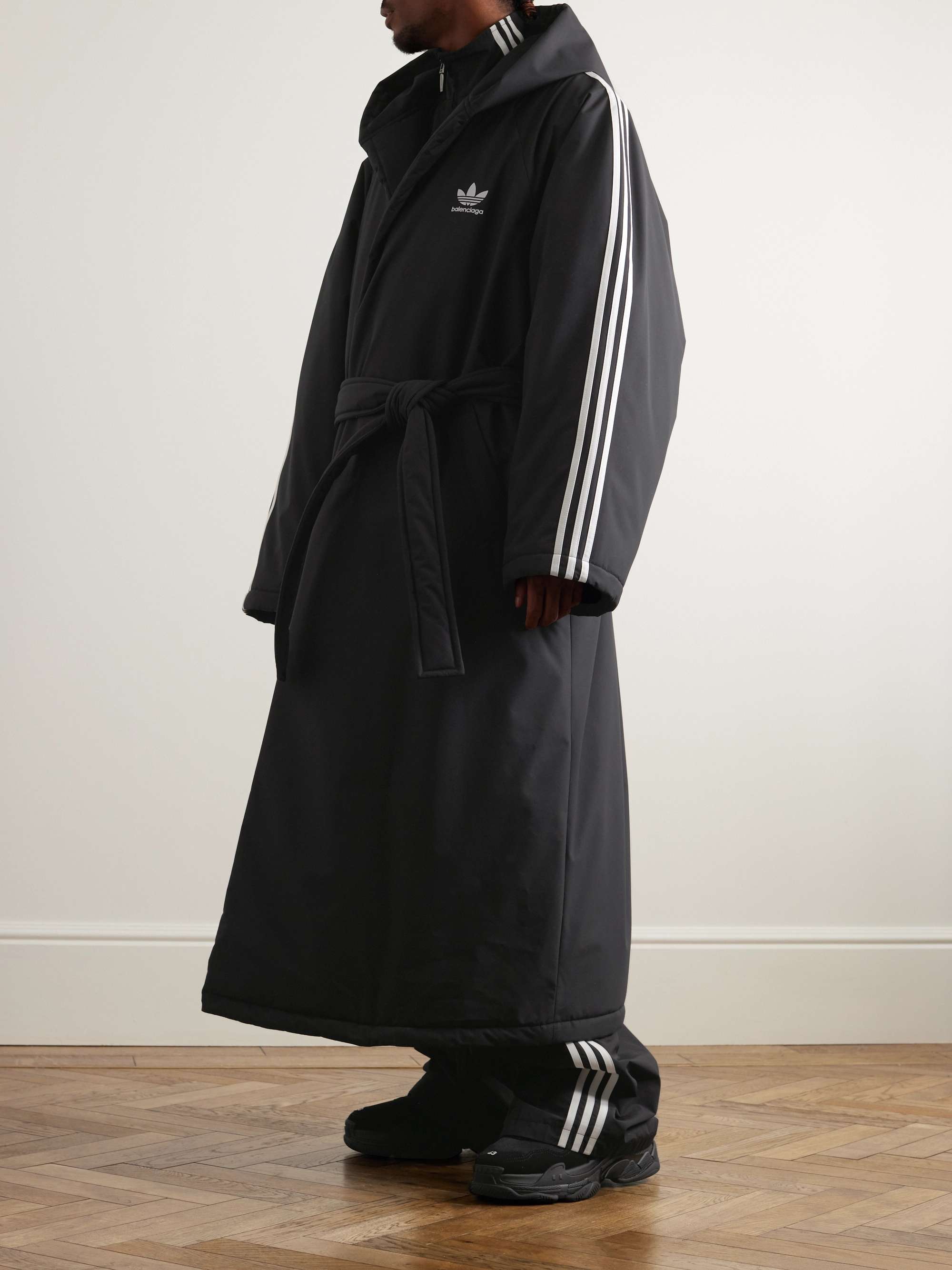 BALENCIAGA + adidas Striped Padded Shell Hooded Robe for Men | MR PORTER