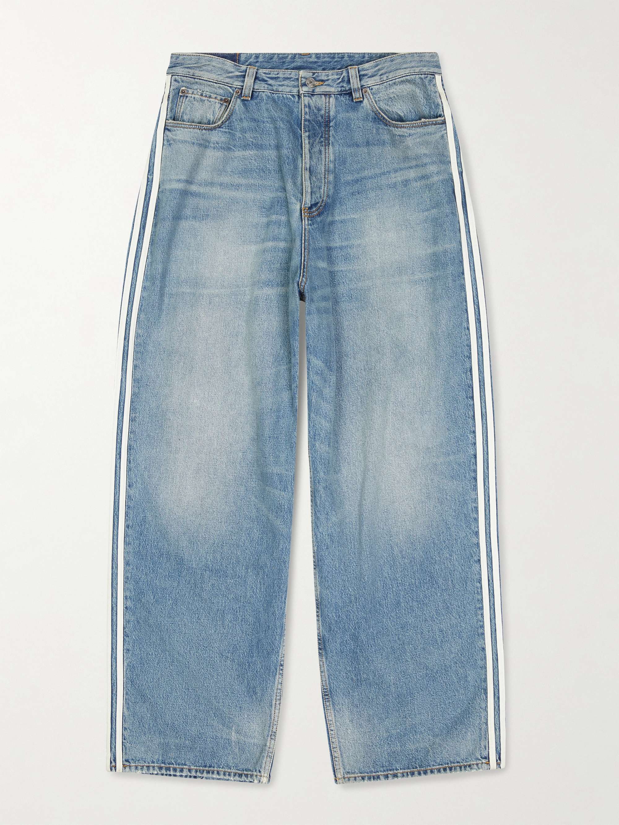 Blue + adidas Straight-Leg Striped Jeans | BALENCIAGA | MR PORTER