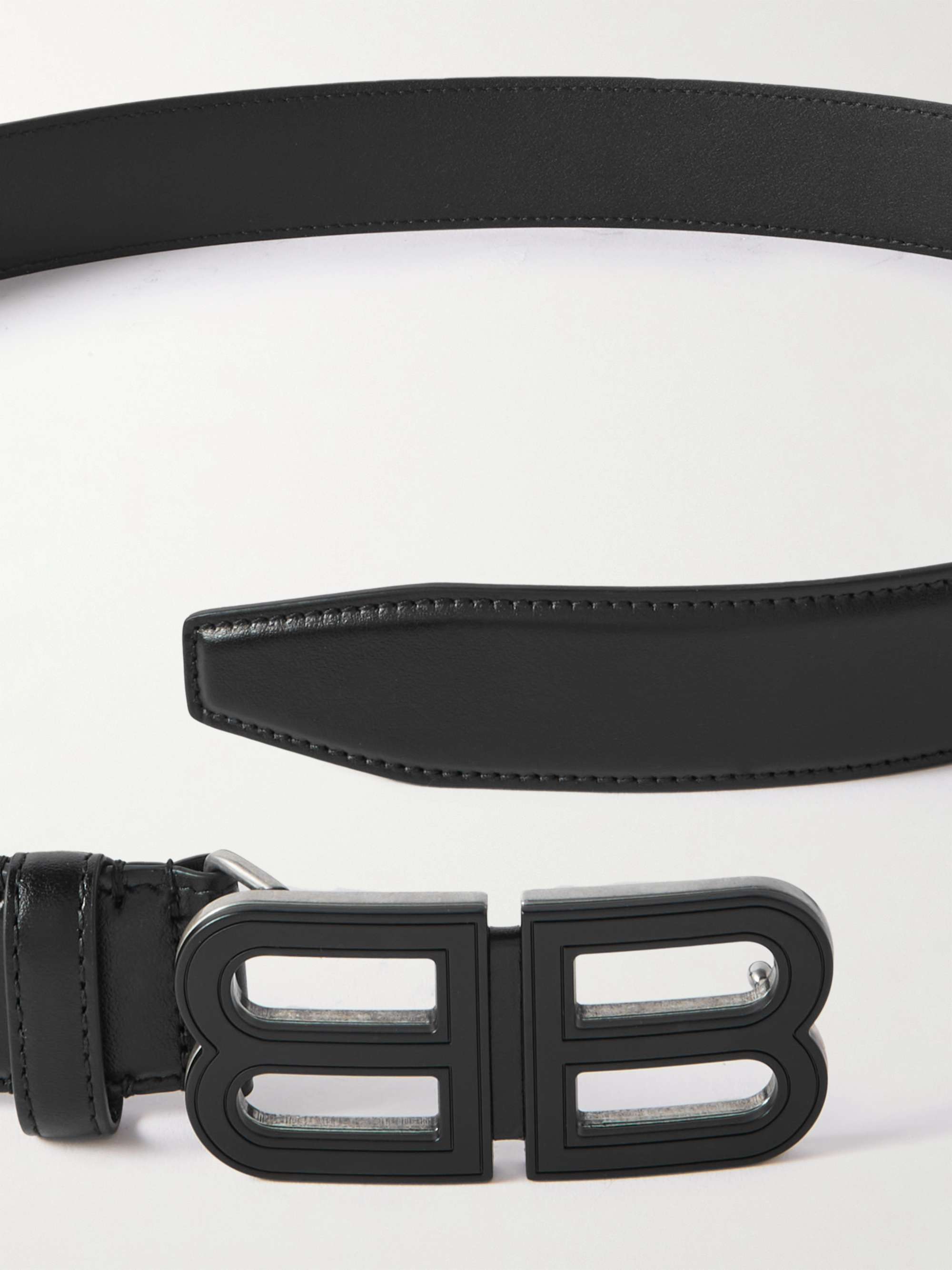 Balenciaga BB Hour leather belt - Black