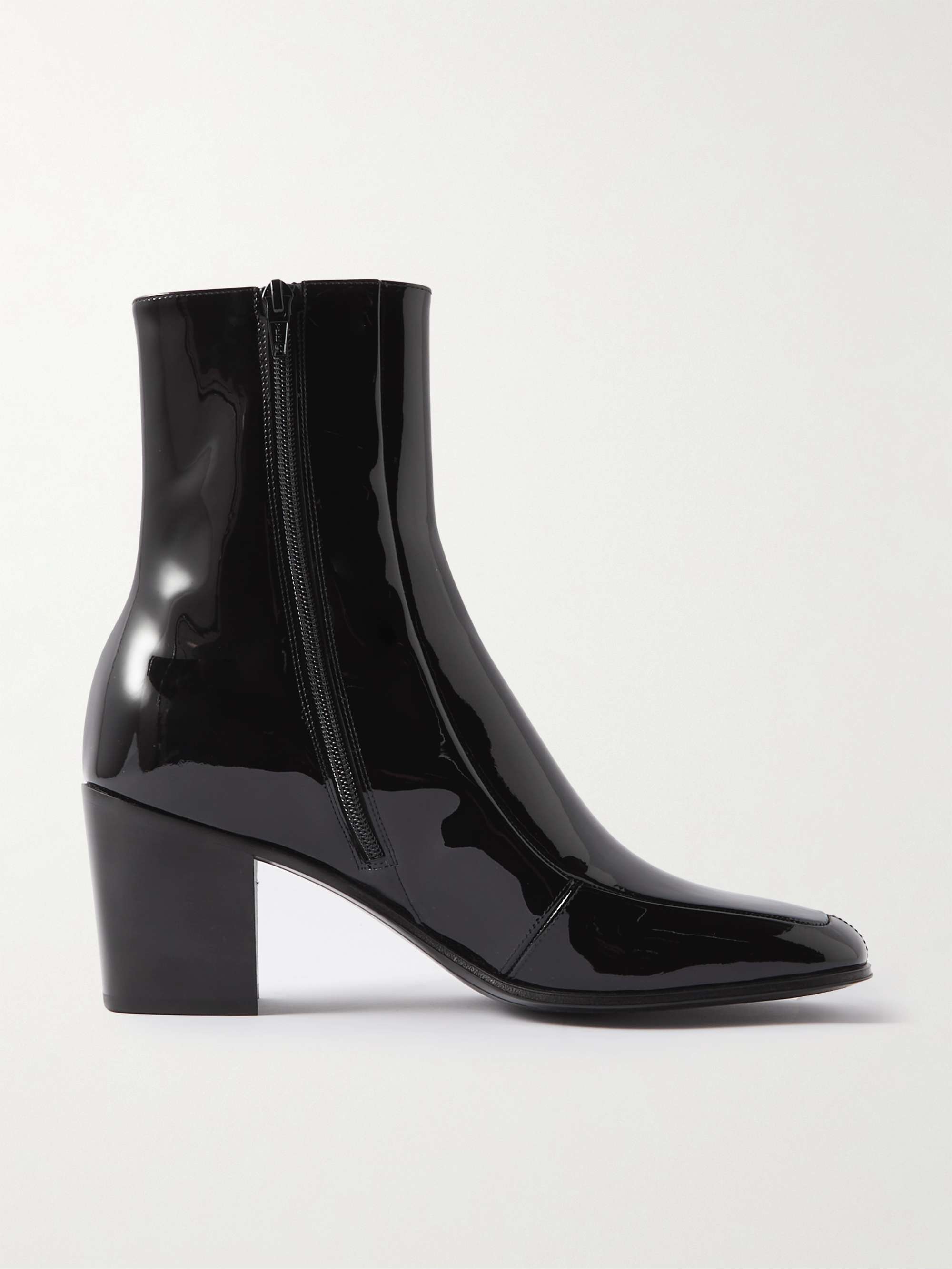 SAINT LAURENT Beau Patent-Leather Boots for Men | MR PORTER