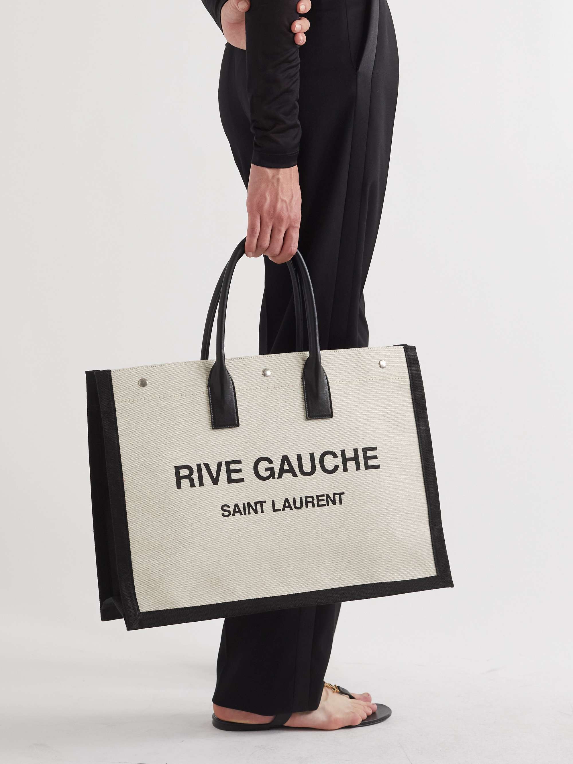 Saint Laurent Rive Gauche Leather-trimmed Printed Canvas Tote