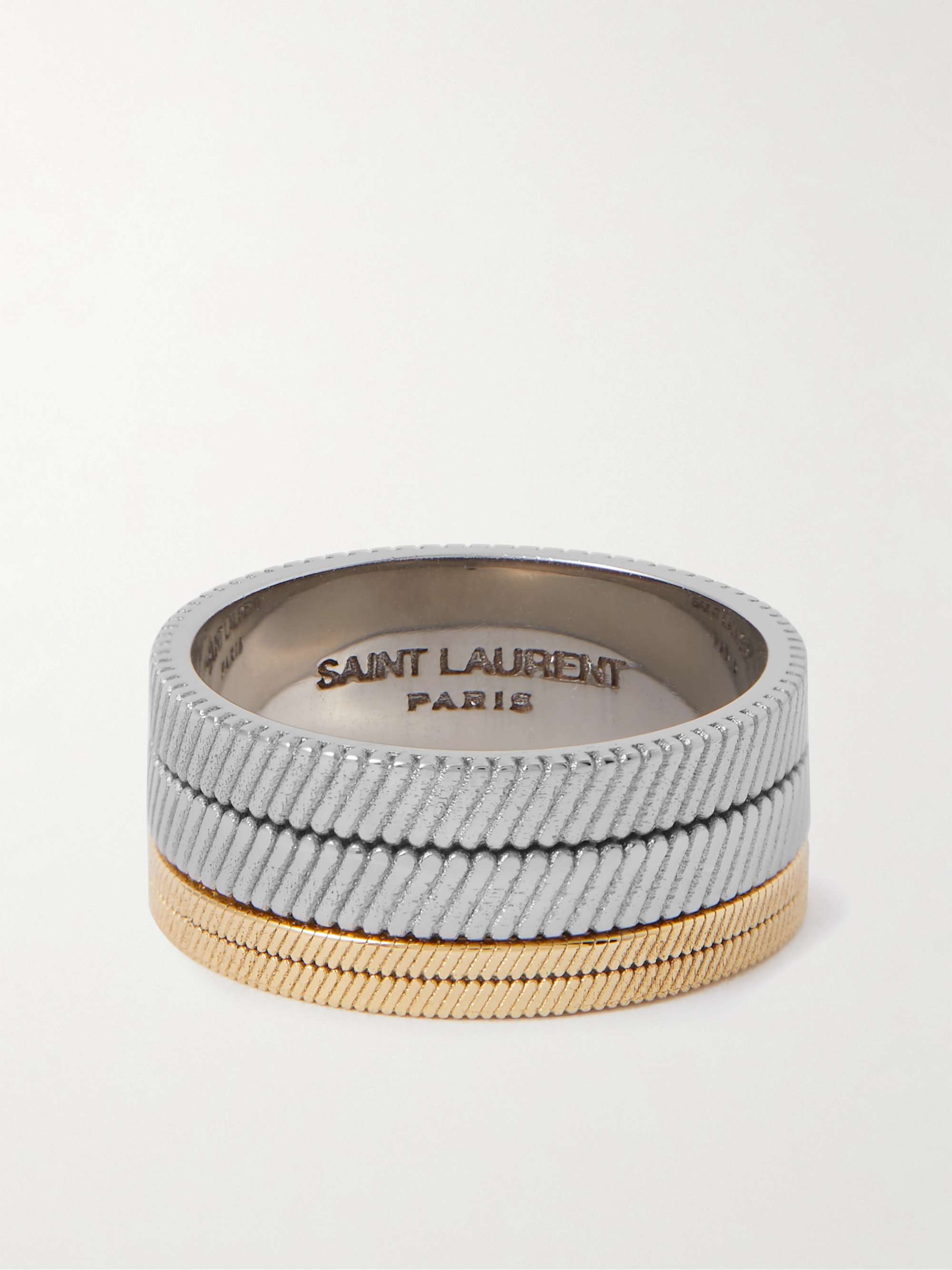 SAINT LAURENT Tandem Silver- and Gold-Tone Ring for Men | MR PORTER