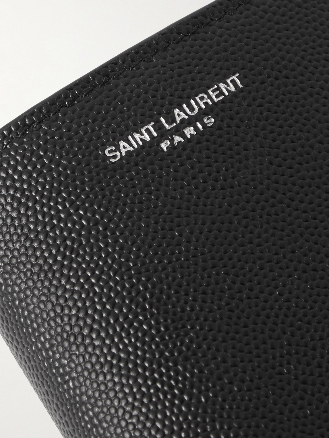Shop Saint Laurent Logo-debossed Full-grain Leather Billfold Wallet In Black