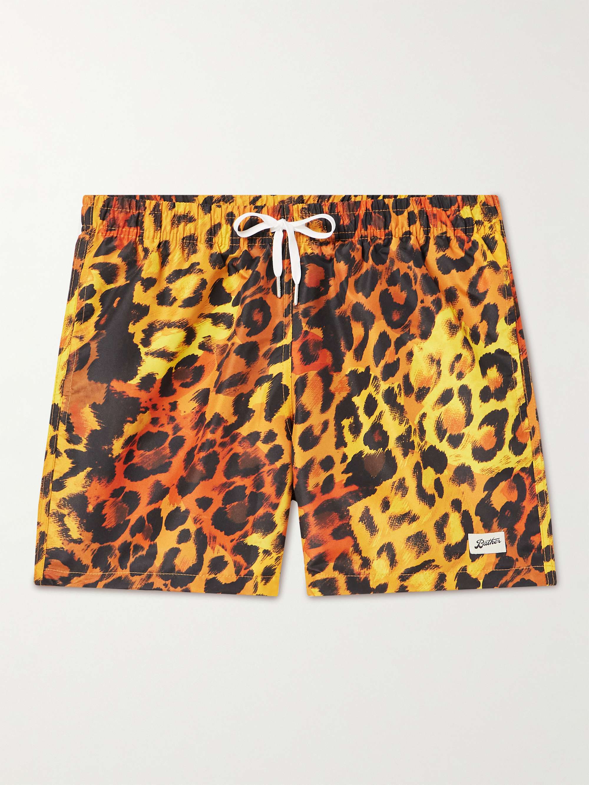 BATHER Straight-Leg Mid-Length Leopard-Print Recycled Swim Shorts for ...