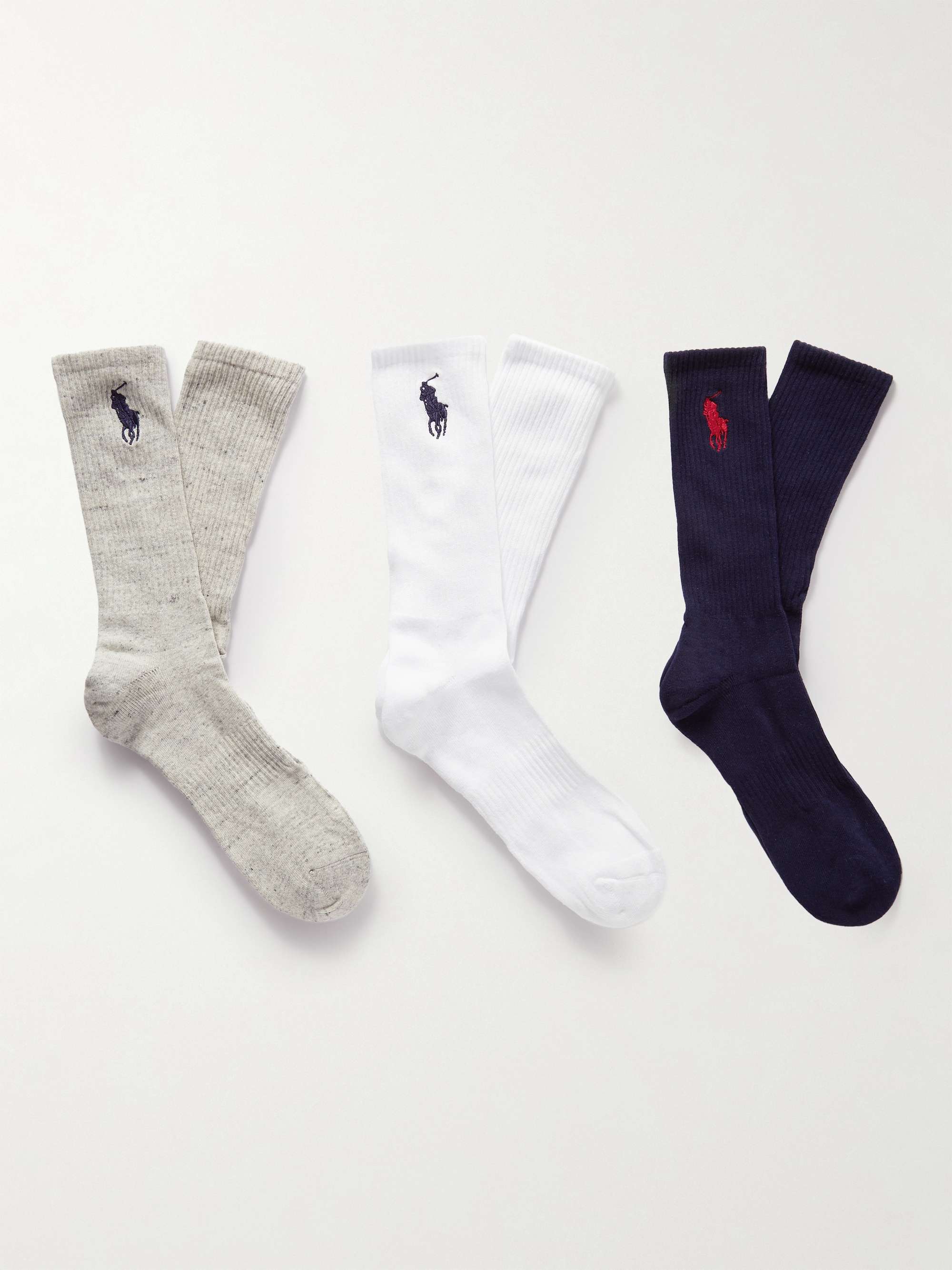 POLO RALPH LAUREN Three-Pack Ribbed Stretch Cotton-Blend Socks for Men | MR  PORTER