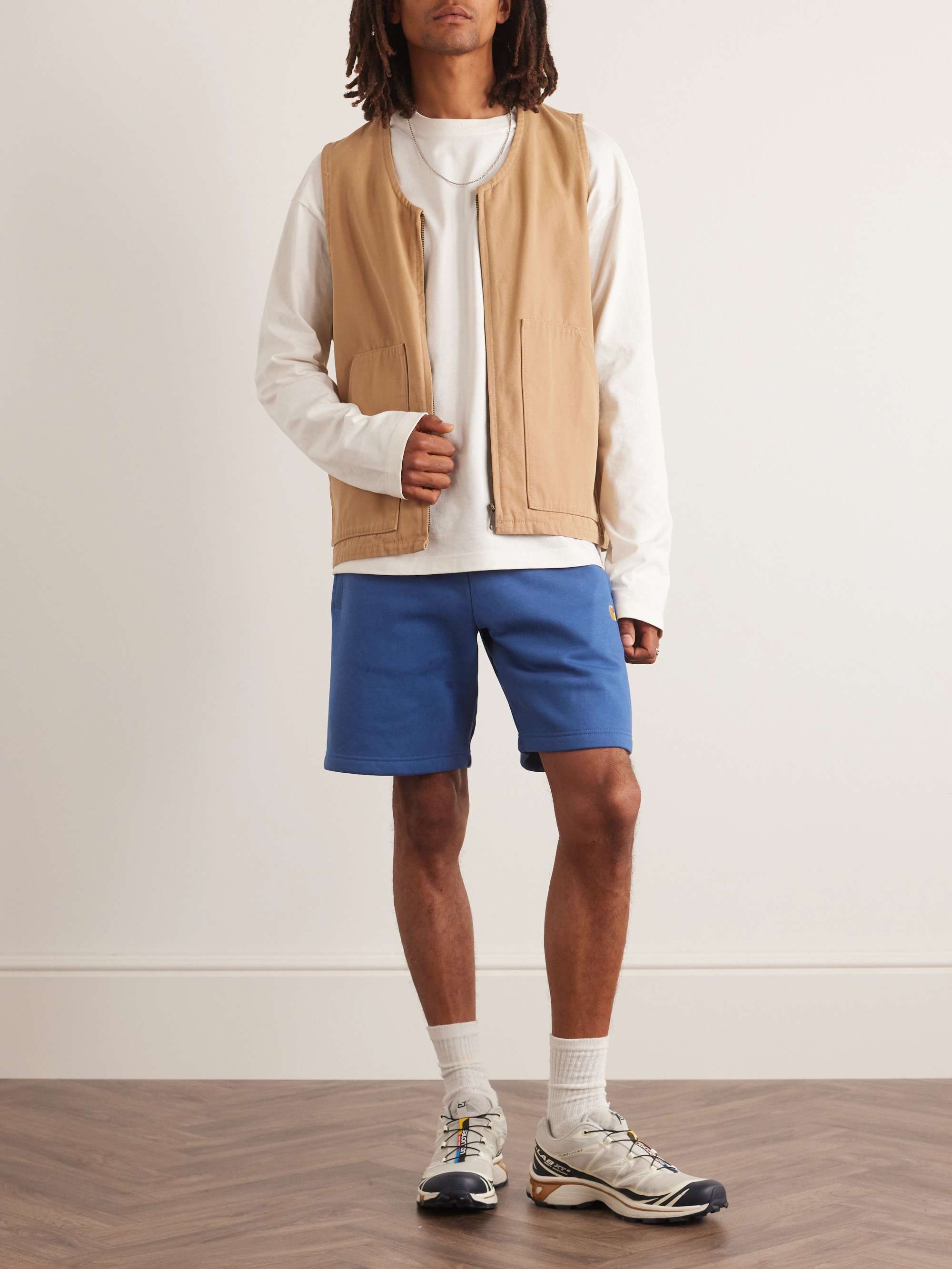 CARHARTT WIP Chase Straight-Leg Logo-Embroidered Cotton-Blend Jersey Shorts  for Men | MR PORTER