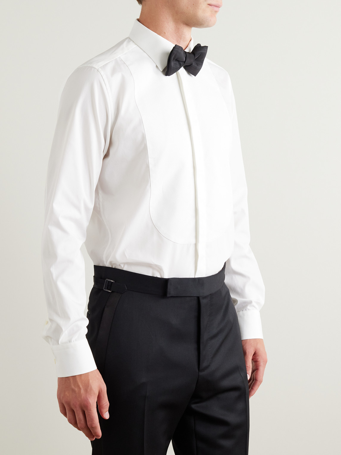 Shop Mr P Cotton Bib-front Tuxedo Shirt In White