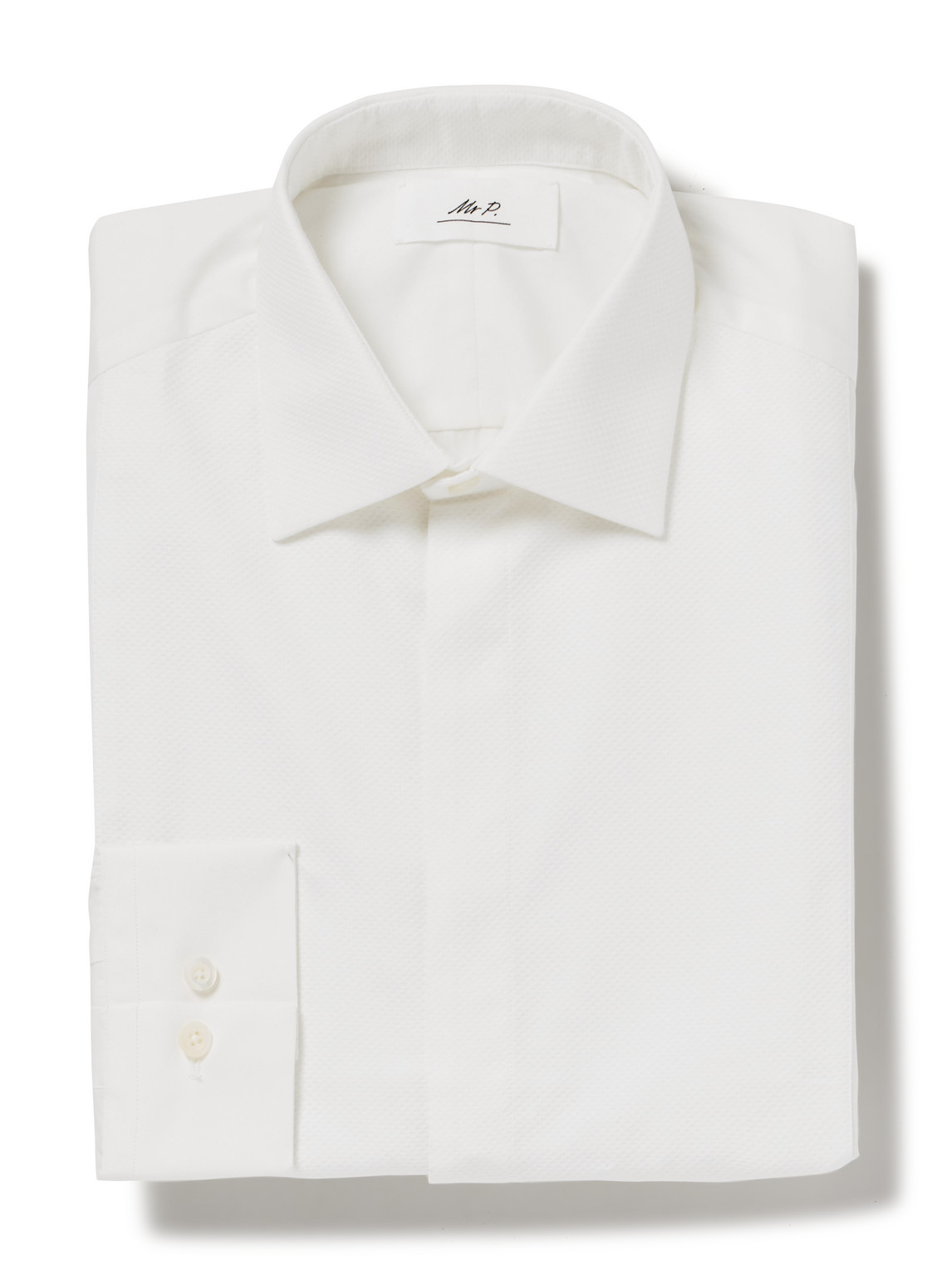 Mr P Cotton Bib-front Tuxedo Shirt In White