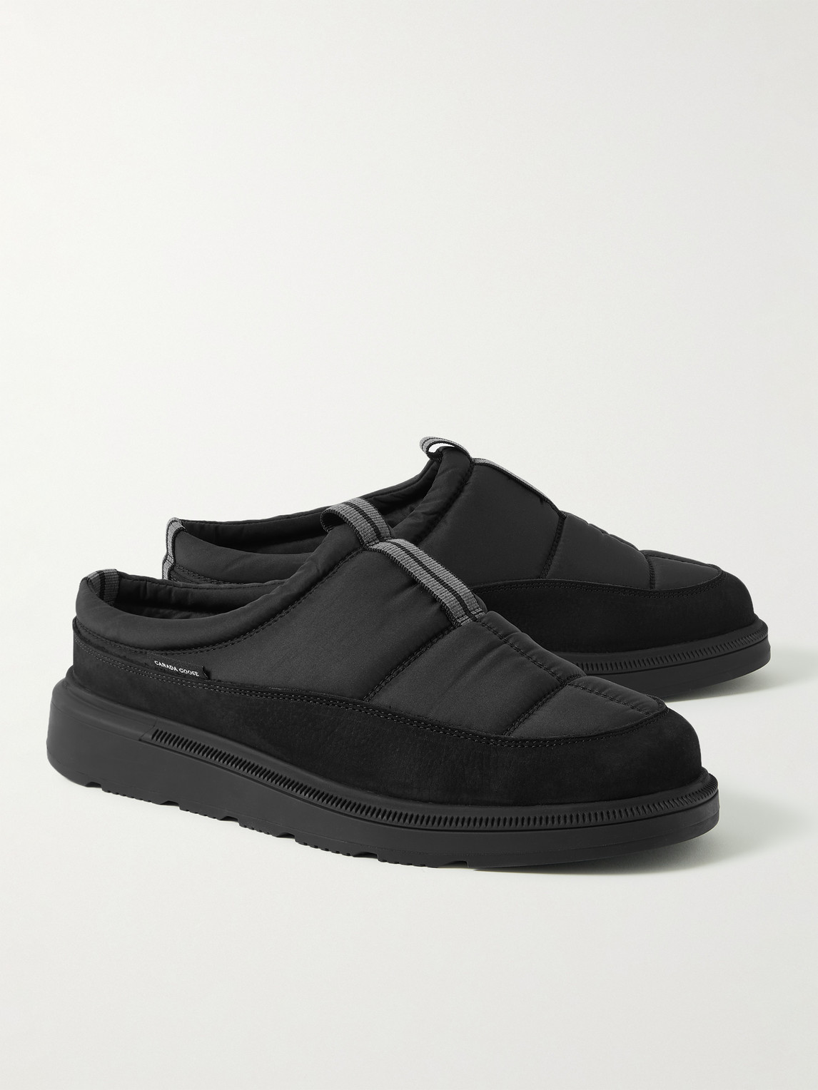 Shop Canada Goose Crofton Suede-trimmed Quilted Nylon Mules In Black