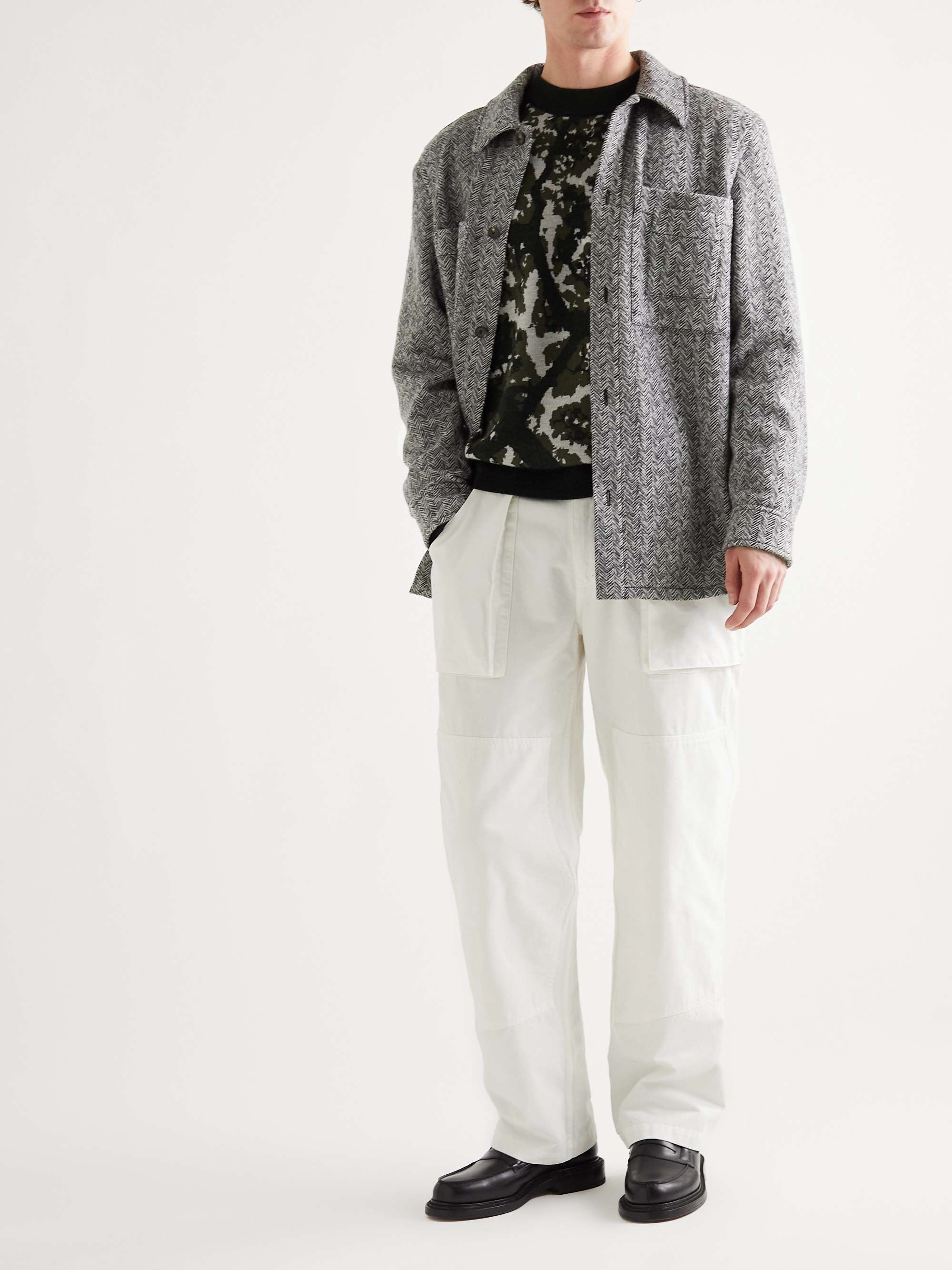 MILES LEON Herringbone Wool and Cashmere-Blend Overshirt for Men | MR PORTER