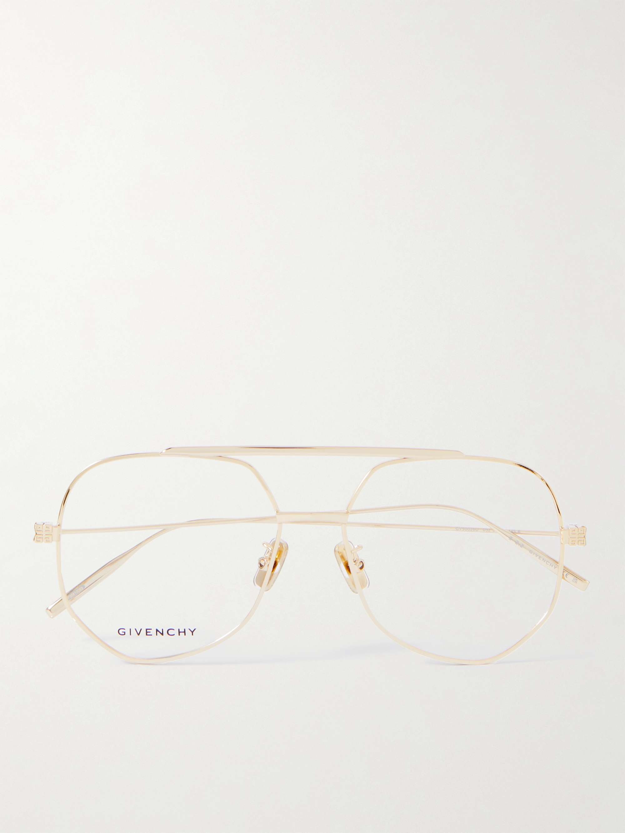 ذهبي نظارات طبية GV Speed بأسلوب أفياتور من معدن ذهبي اللون | GIVENCHY | MR  PORTER