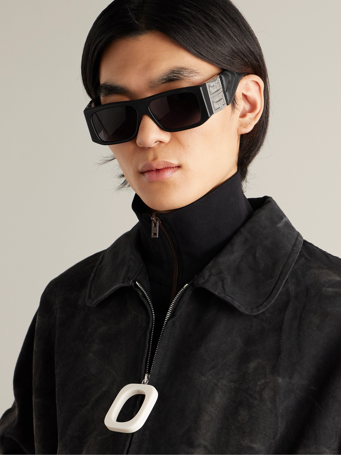 Loewe Men's 56mm Oversized Square Sunglasses Shiny Black Violet