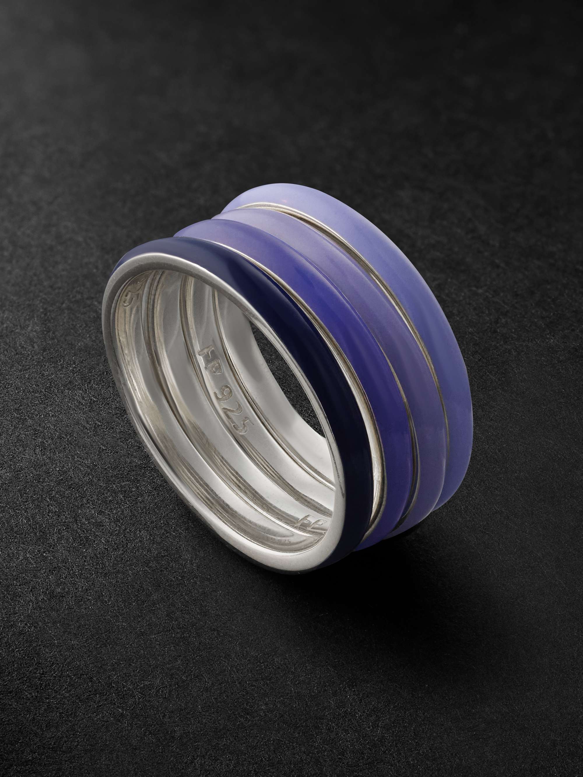 Purple Ombré Set of Four Silver and Enamel Rings | FRY POWERS | MR PORTER