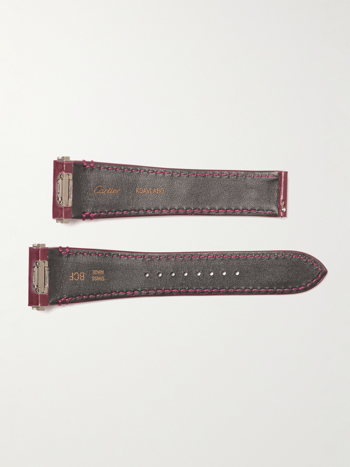 Shop Cartier Leather Watch Strap In Purple