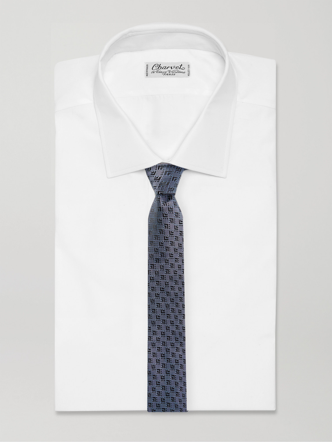 Shop Charvet 8.5cm Silk-jacquard Tie In Blue