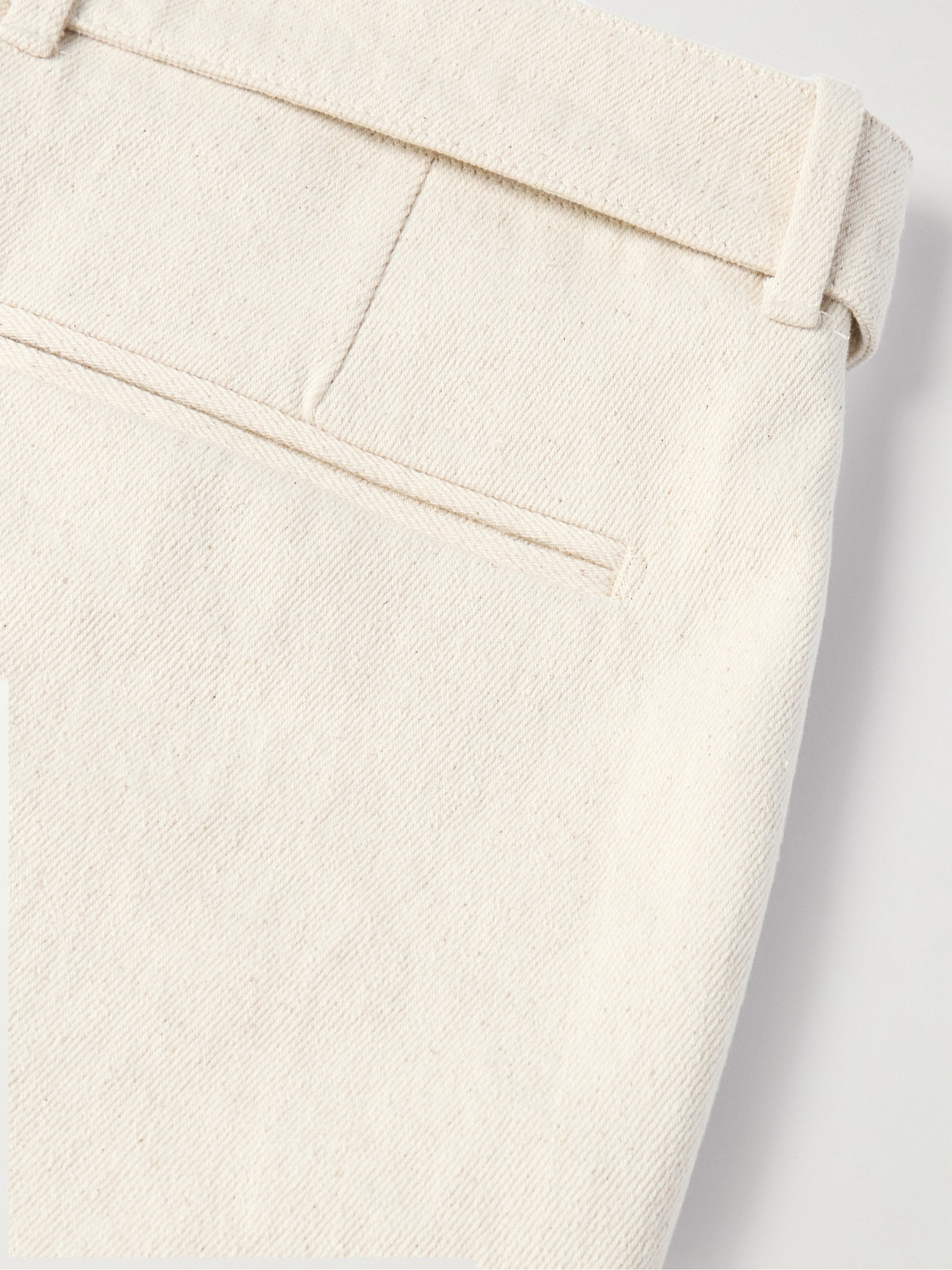 Shop Stòffa Tapered Pleated Belted Cotton-twill Trousers In Neutrals