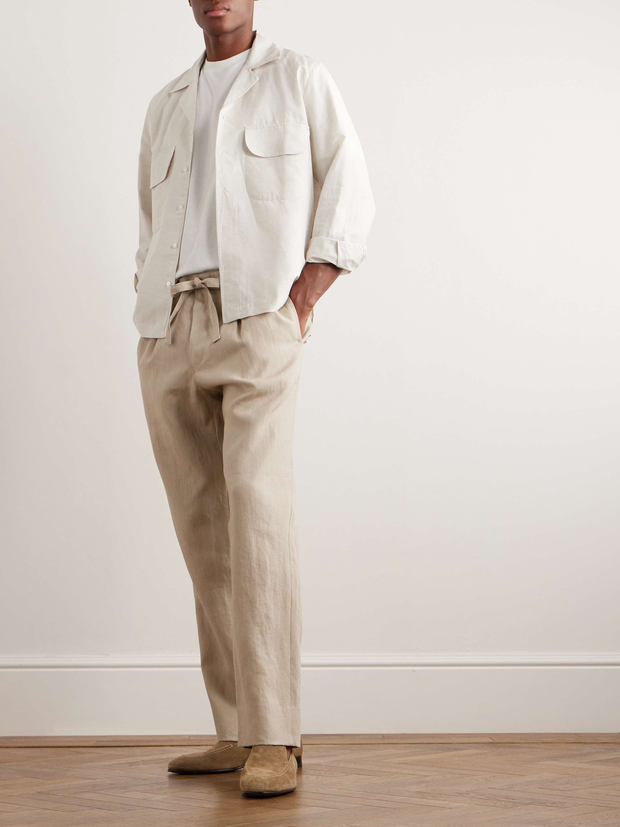 STÒFFA Slim-Fit Straight-Leg Linen Drawstring Trousers for Men | MR PORTER