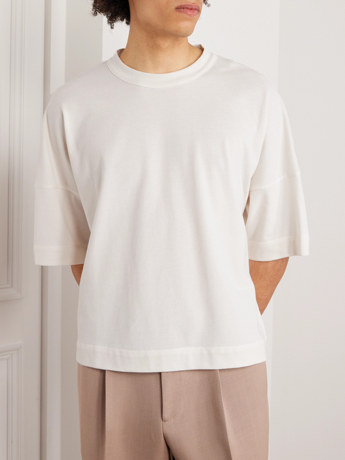Shop Stòffa Cotton-piqué T-shirt In White