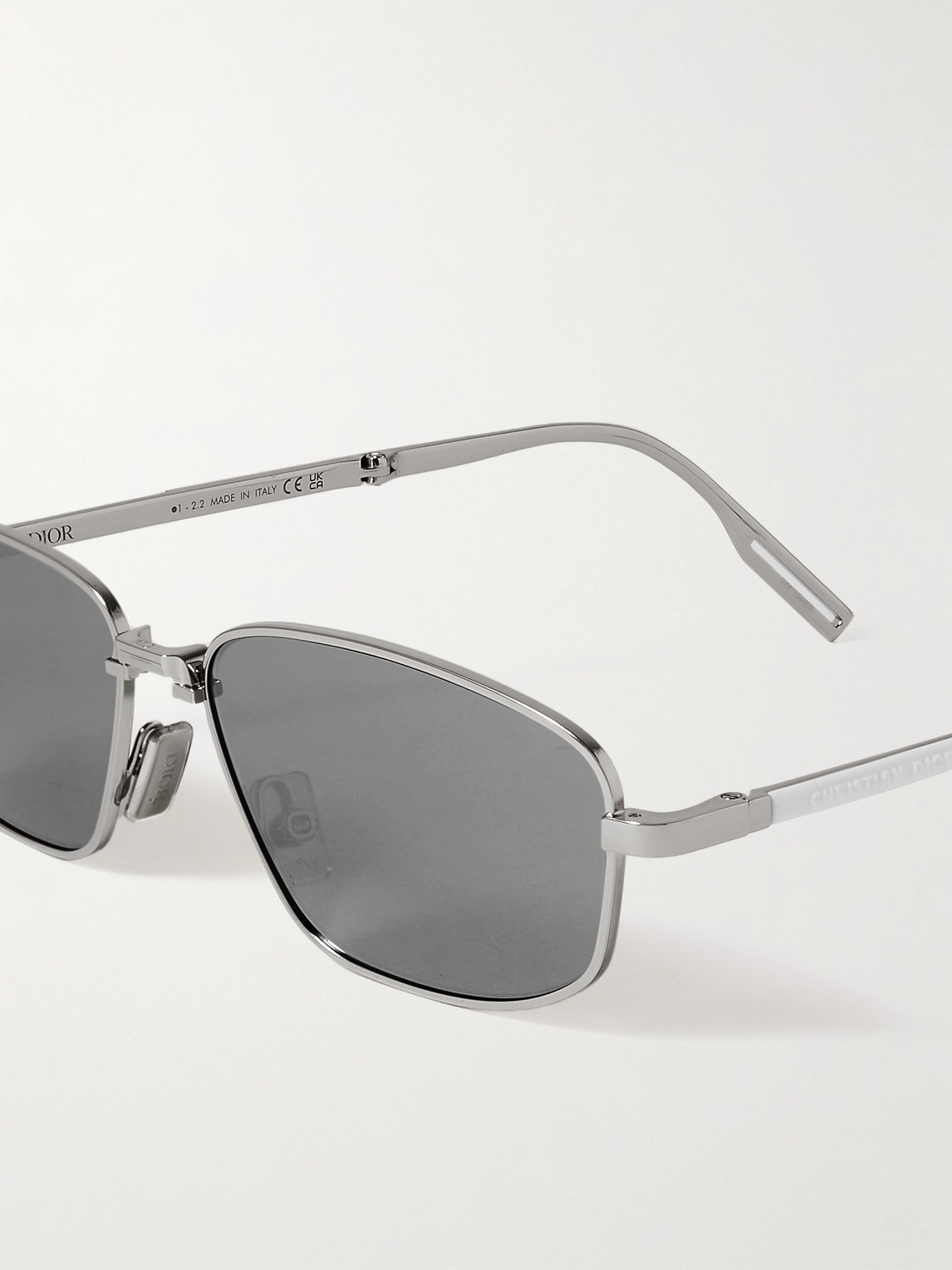 Shop Dior 90 S1u Rectangular-frame Silver-tone Sunglasses
