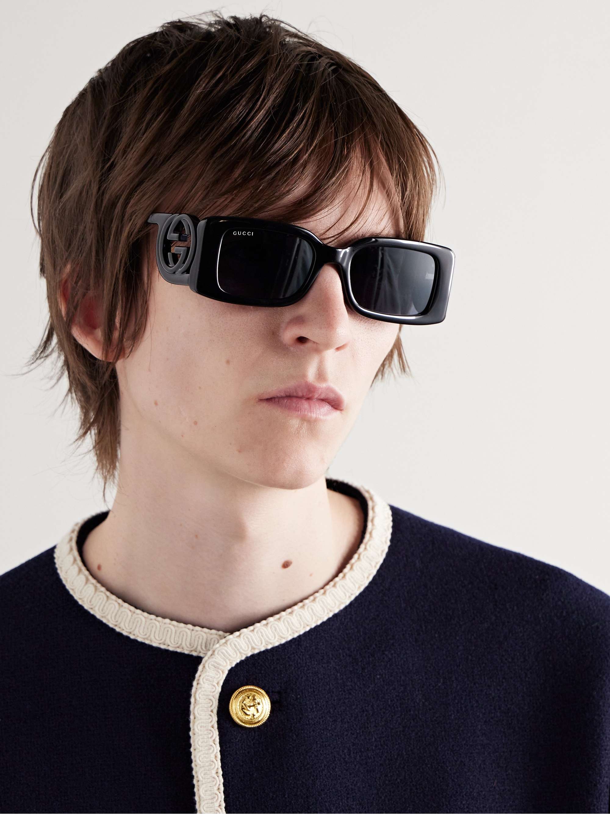 GUCCI EYEWEAR Rectangle-Frame Acetate Sunglasses for Men | MR PORTER
