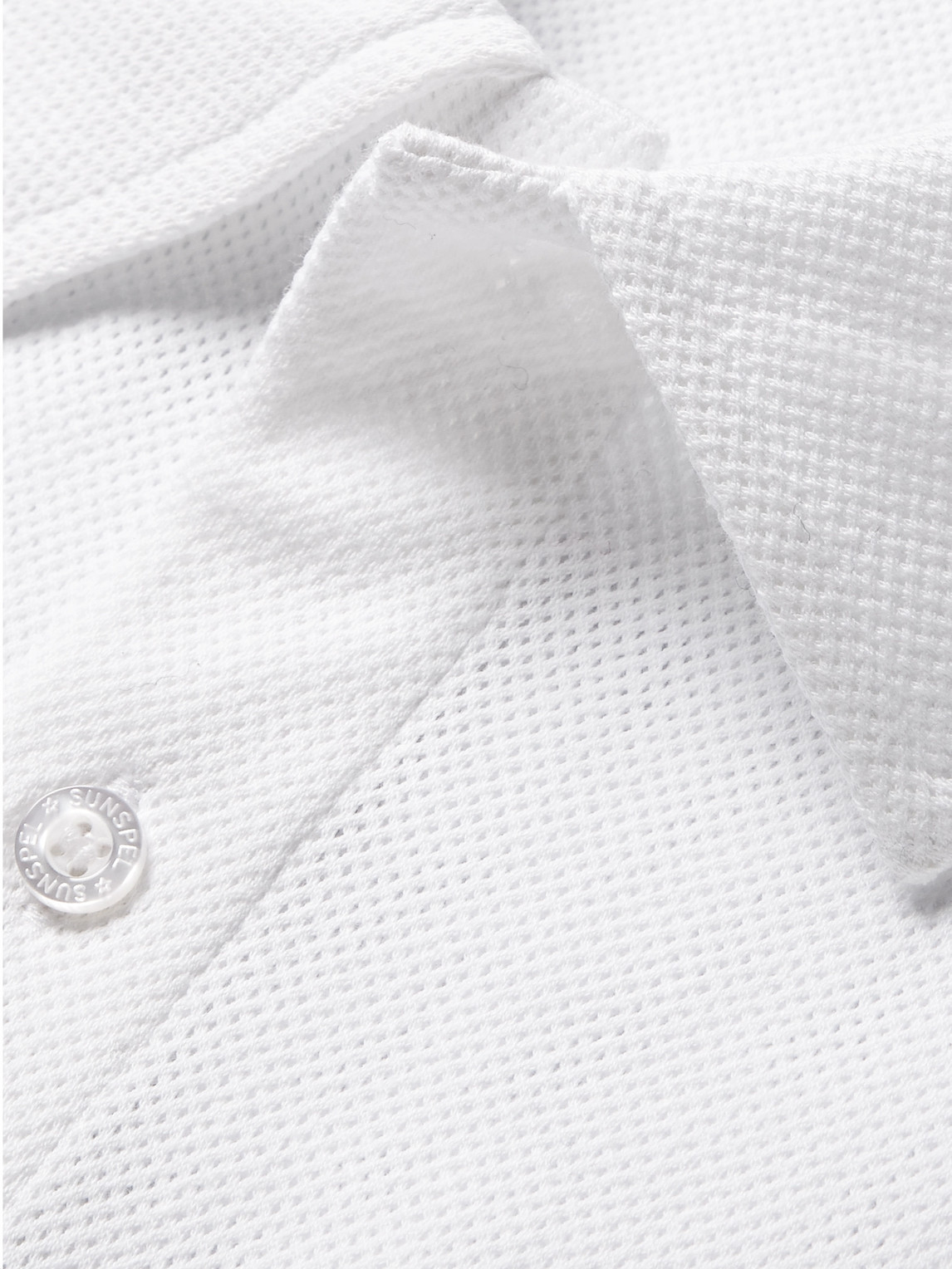 Shop Sunspel Riviera Cotton-mesh Polo Shirt In White