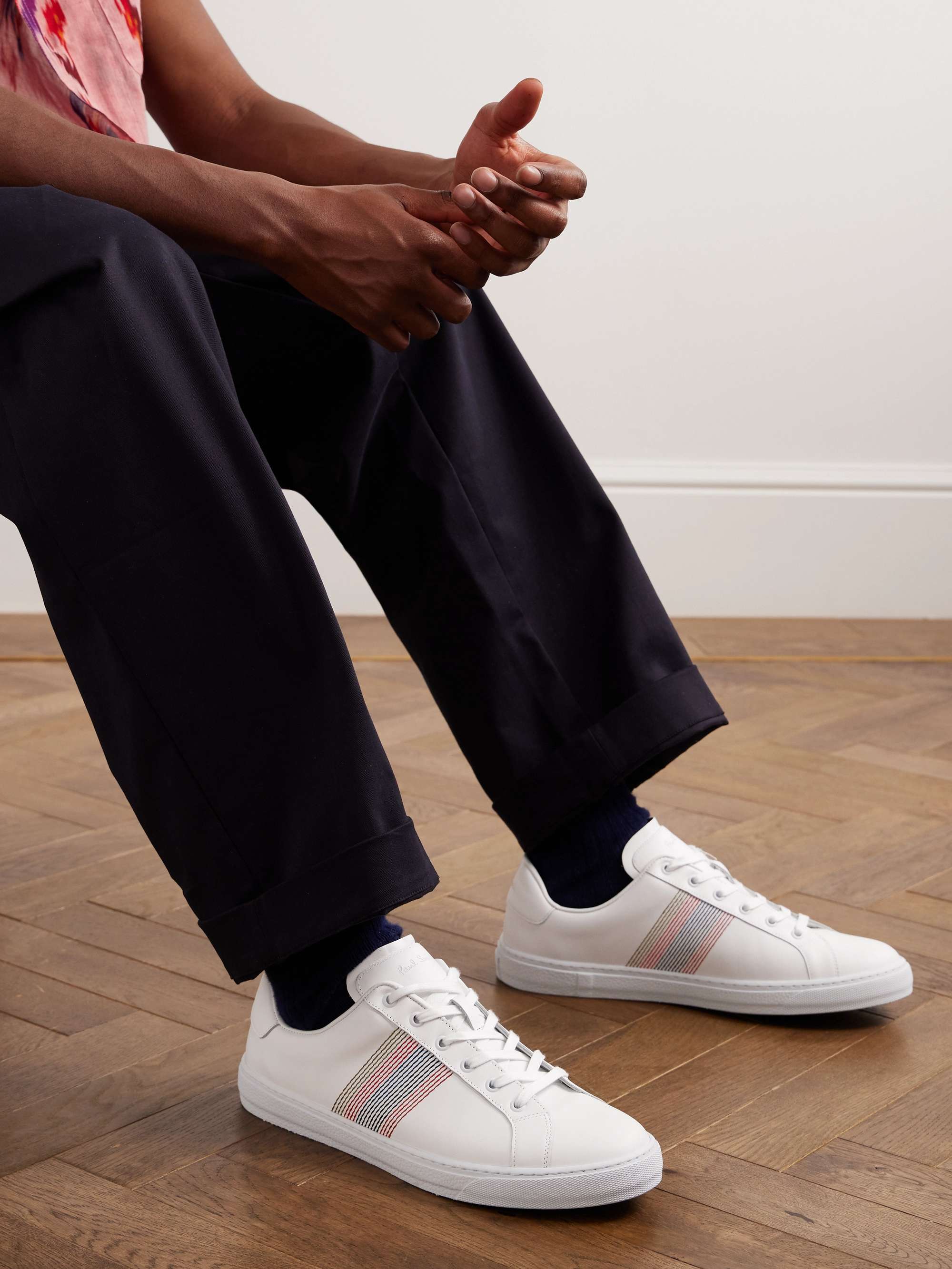 PAUL SMITH Hansen Embroidered Leather Sneakers for Men | MR PORTER