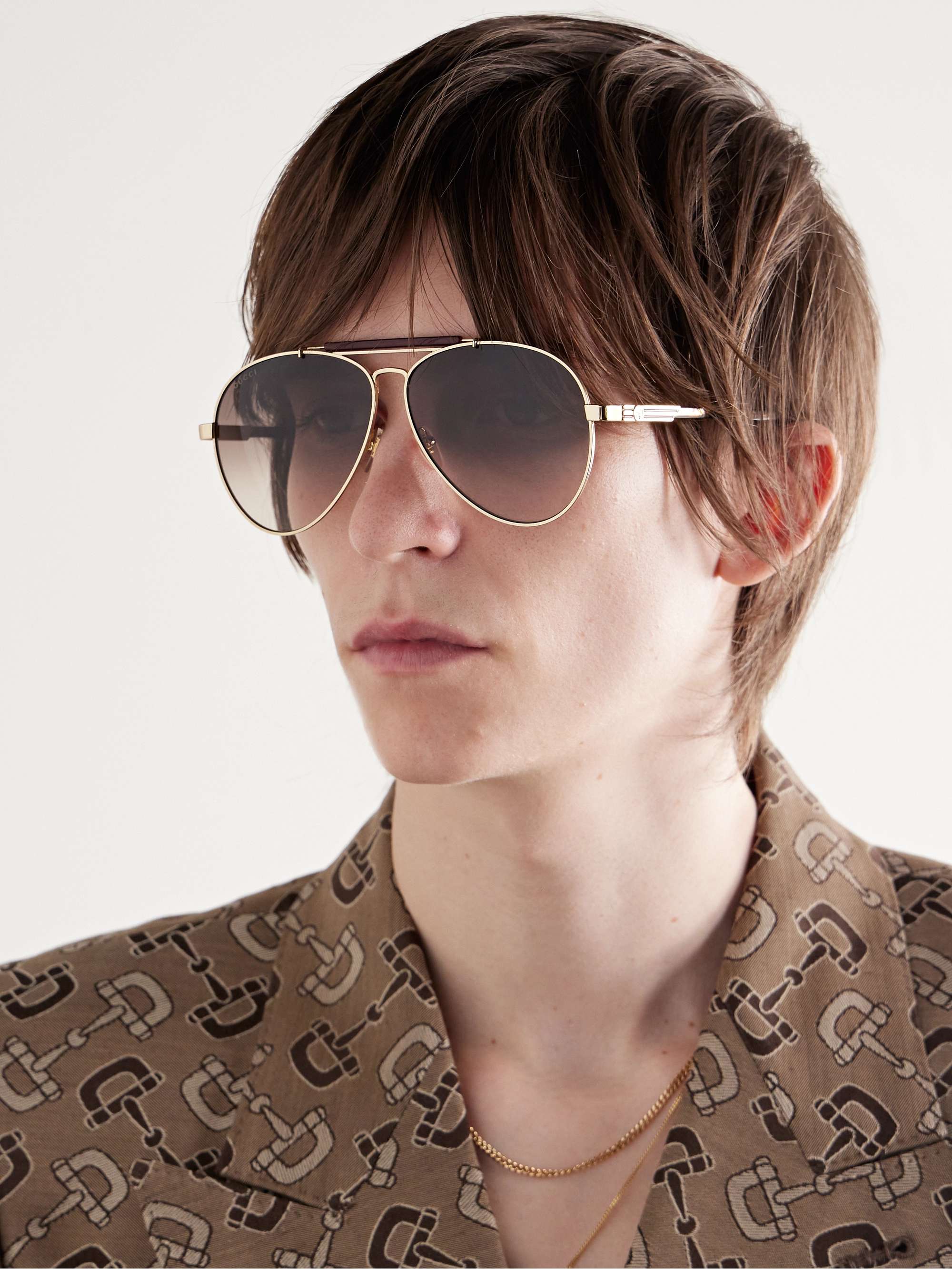 GUCCI EYEWEAR Aviator-Style Gold-Tone and Acetate Sunglasses for Men | MR  PORTER
