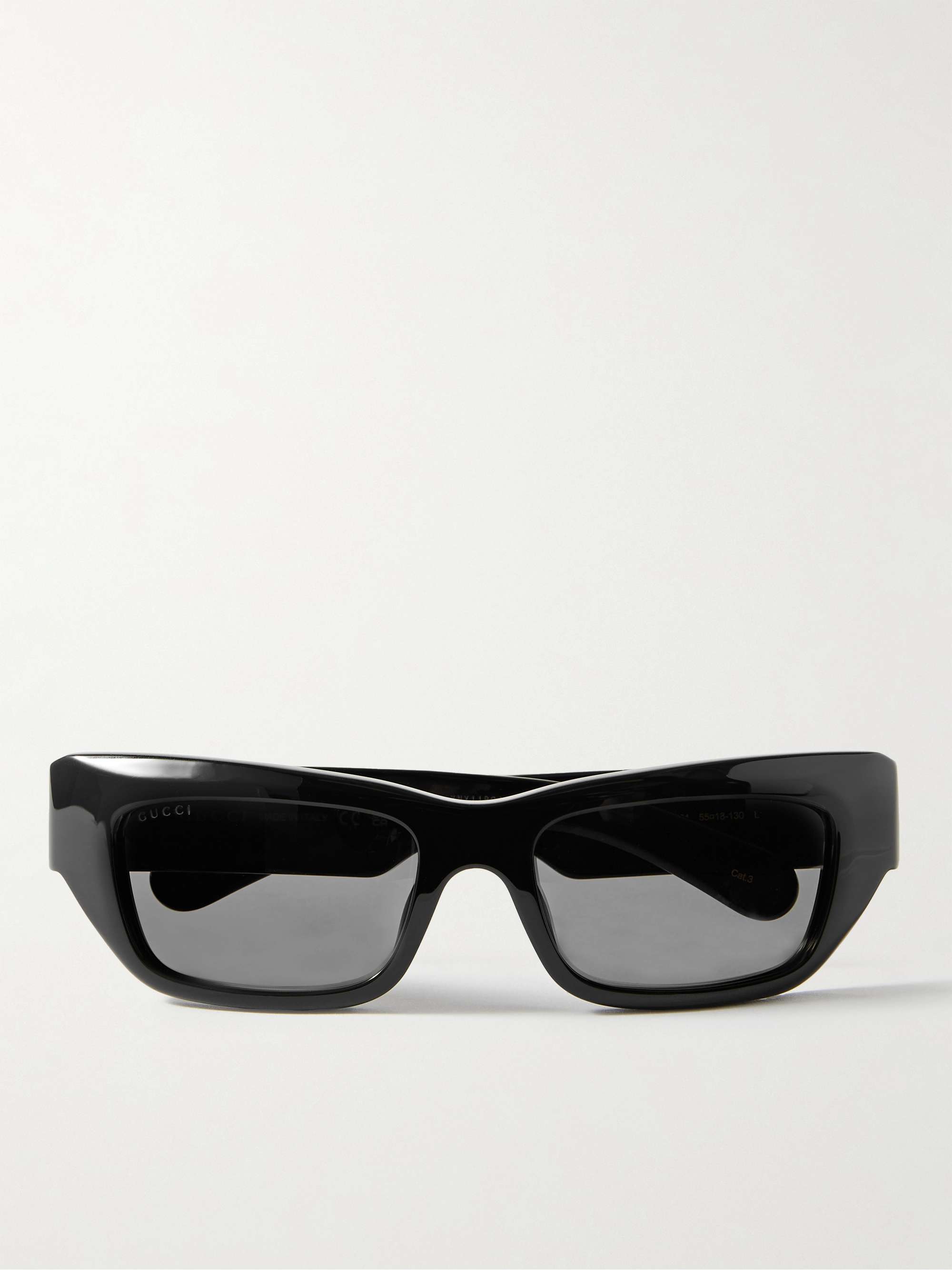 أسود نظارات شمسية من الأسيتات بإطار كات آي | GUCCI EYEWEAR | MR PORTER