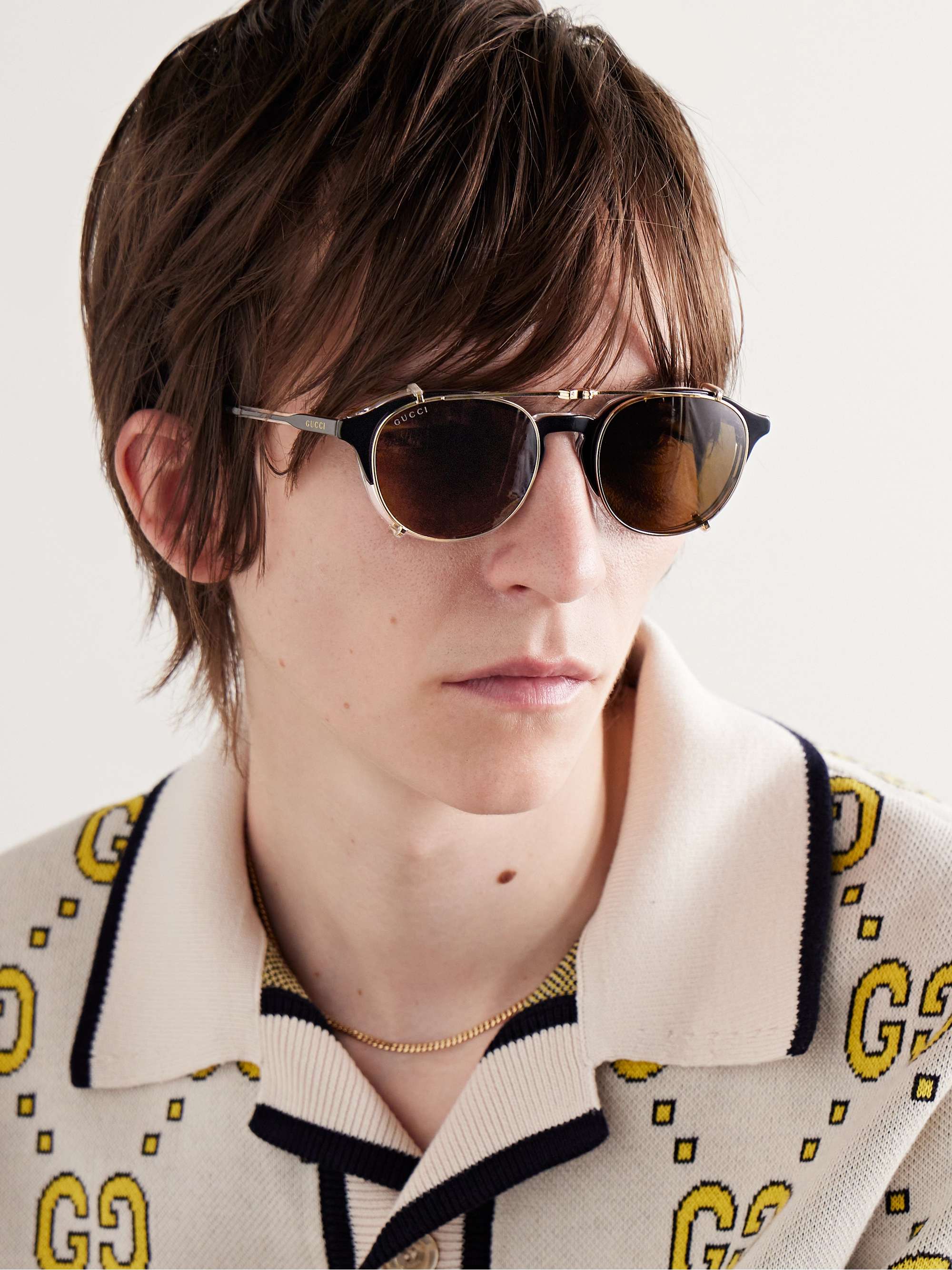 GUCCI EYEWEAR Round-Frame Acetate and Gold-Tone Sunglasses for Men | MR  PORTER