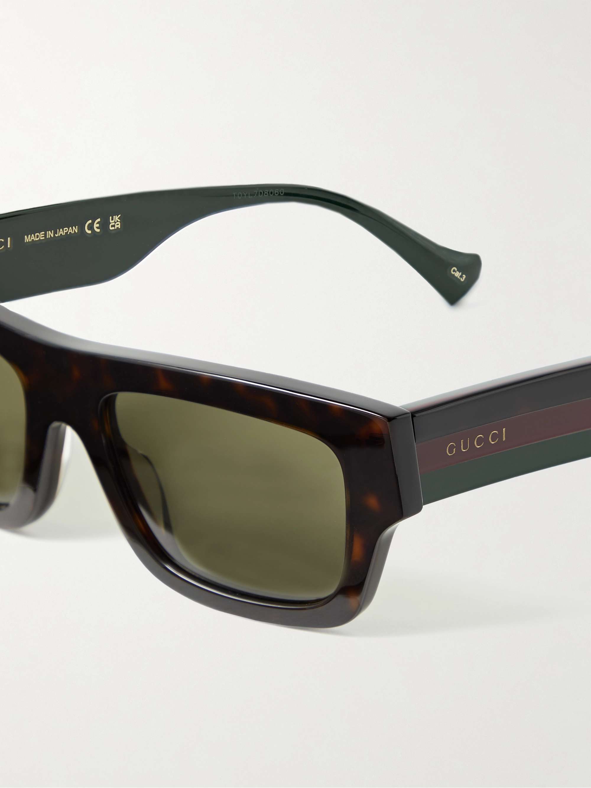 GUCCI EYEWEAR Rectangular-Frame Tortoiseshell Acetate Sunglasses | MR PORTER