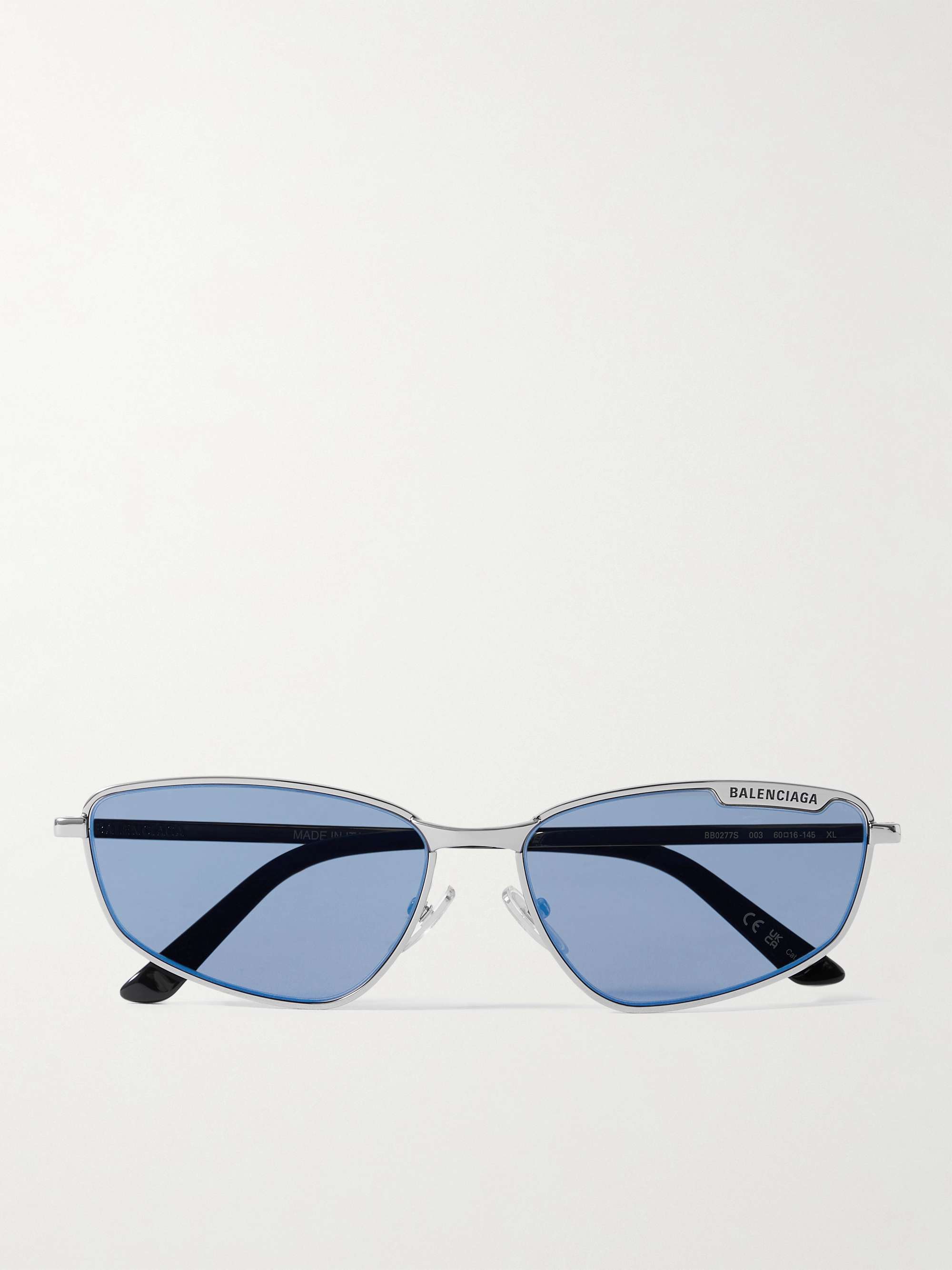 BALENCIAGA EYEWEAR Cat-Eye Silver-Tone Sunglasses for Men | MR PORTER