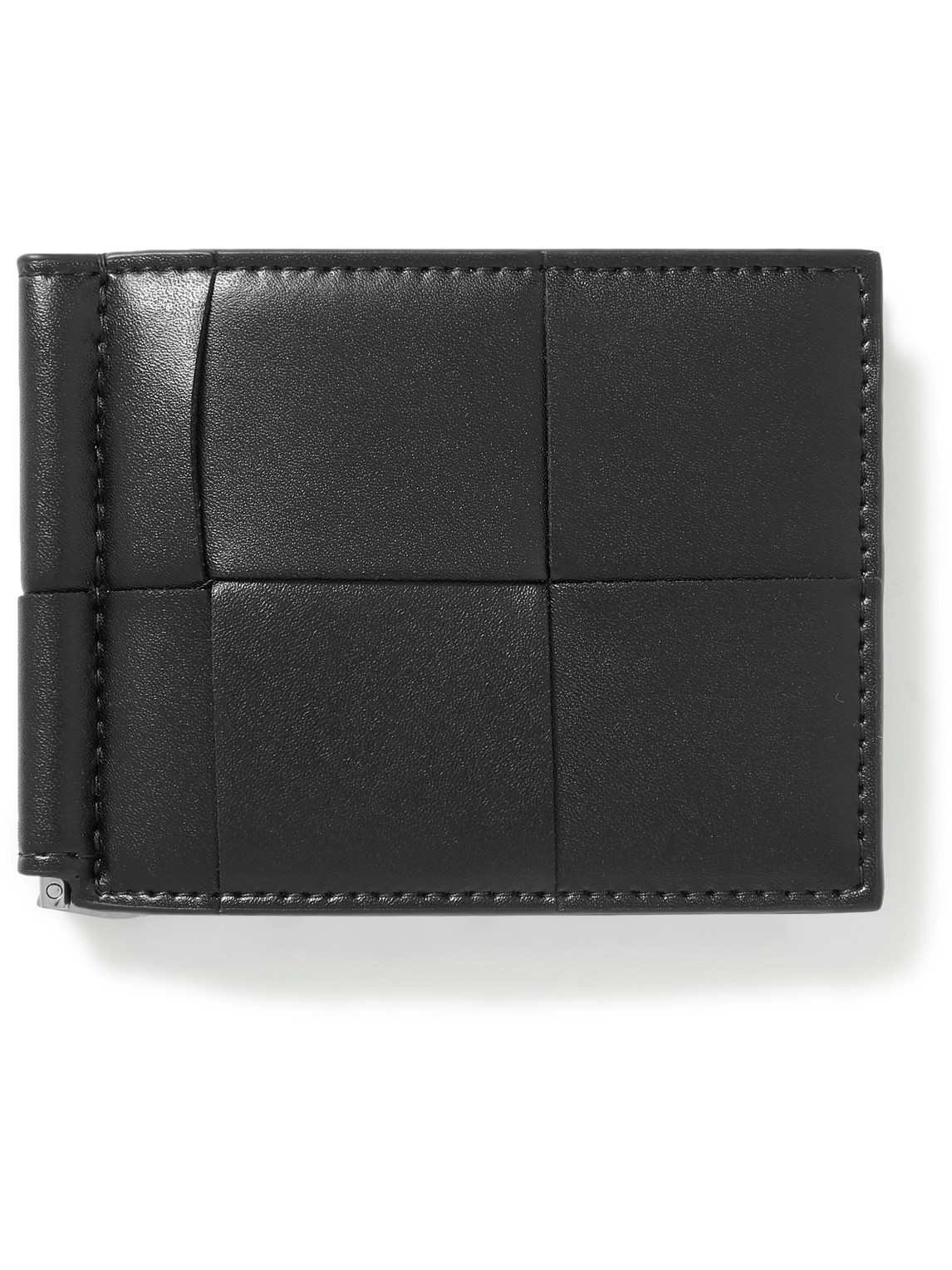 Bottega Veneta Cassette Intrecciato Leather Bifold Cardholder With Money Clip In Black
