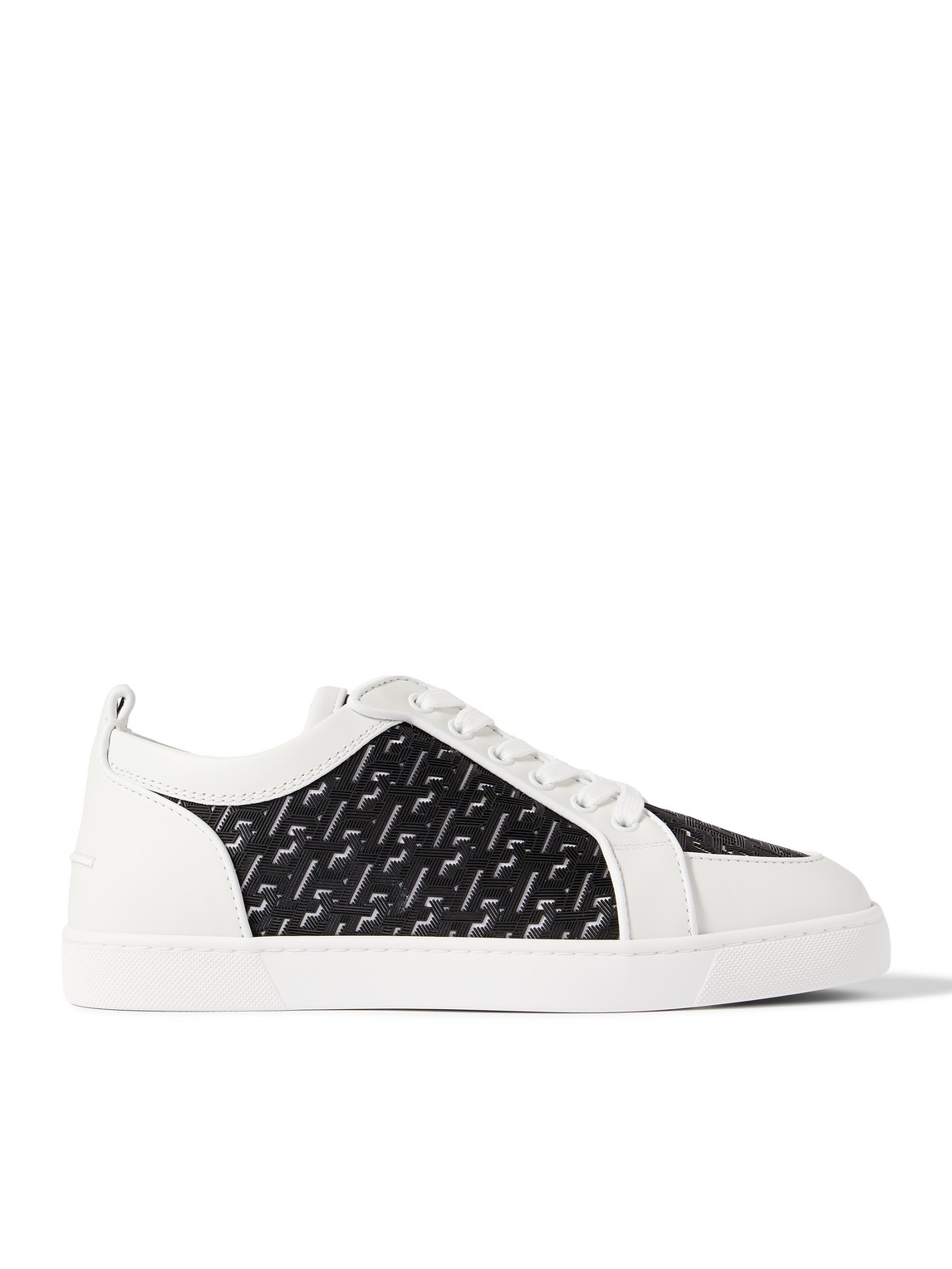 Shop Christian Louboutin Rantulow Rubber-trimmed Mesh And Leather Sneakers In White