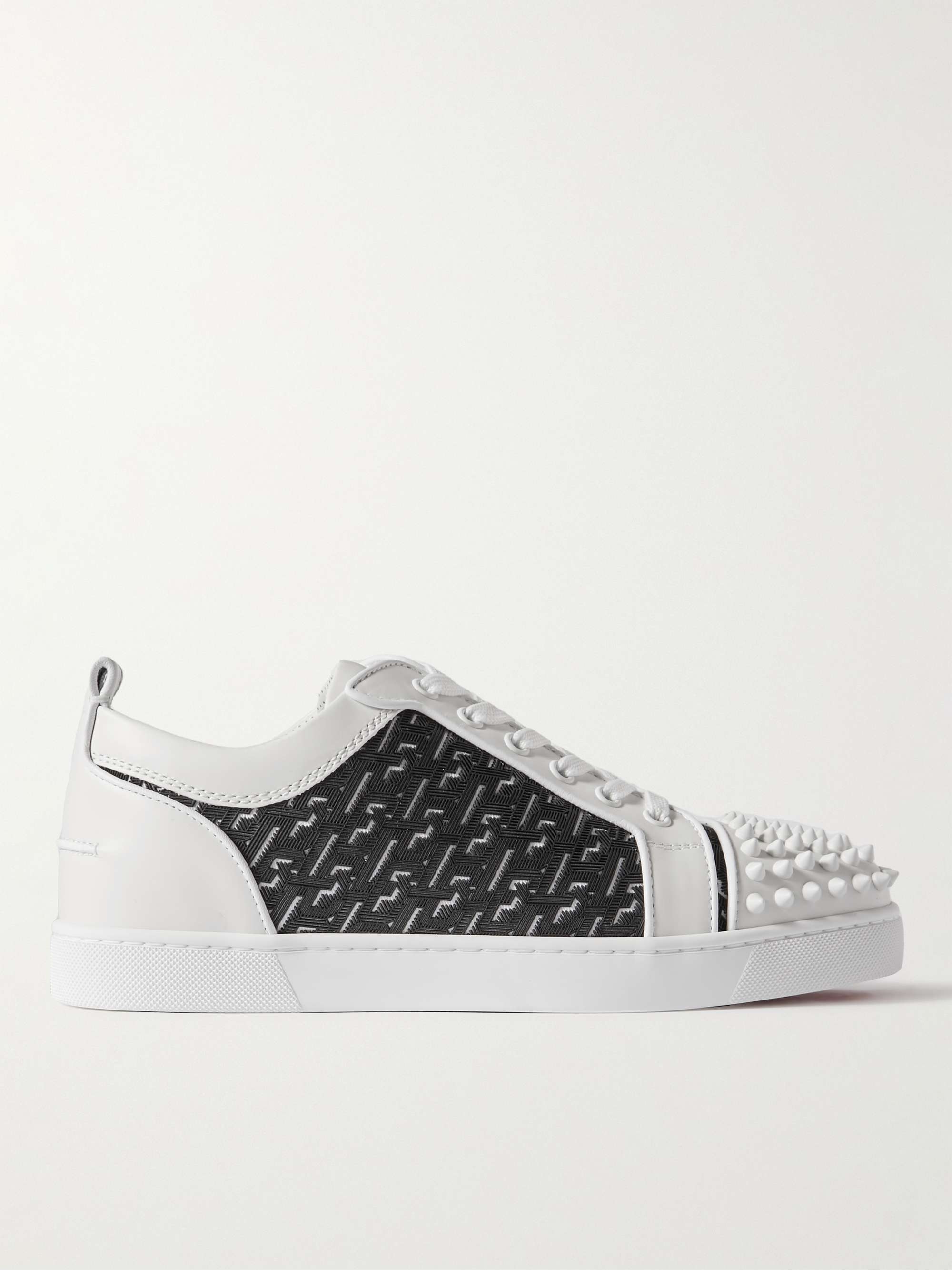 CHRISTIAN LOUBOUTIN Louis Junior Spikes Rubber-Trimmed Mesh and Suede  Sneakers for Men | MR PORTER
