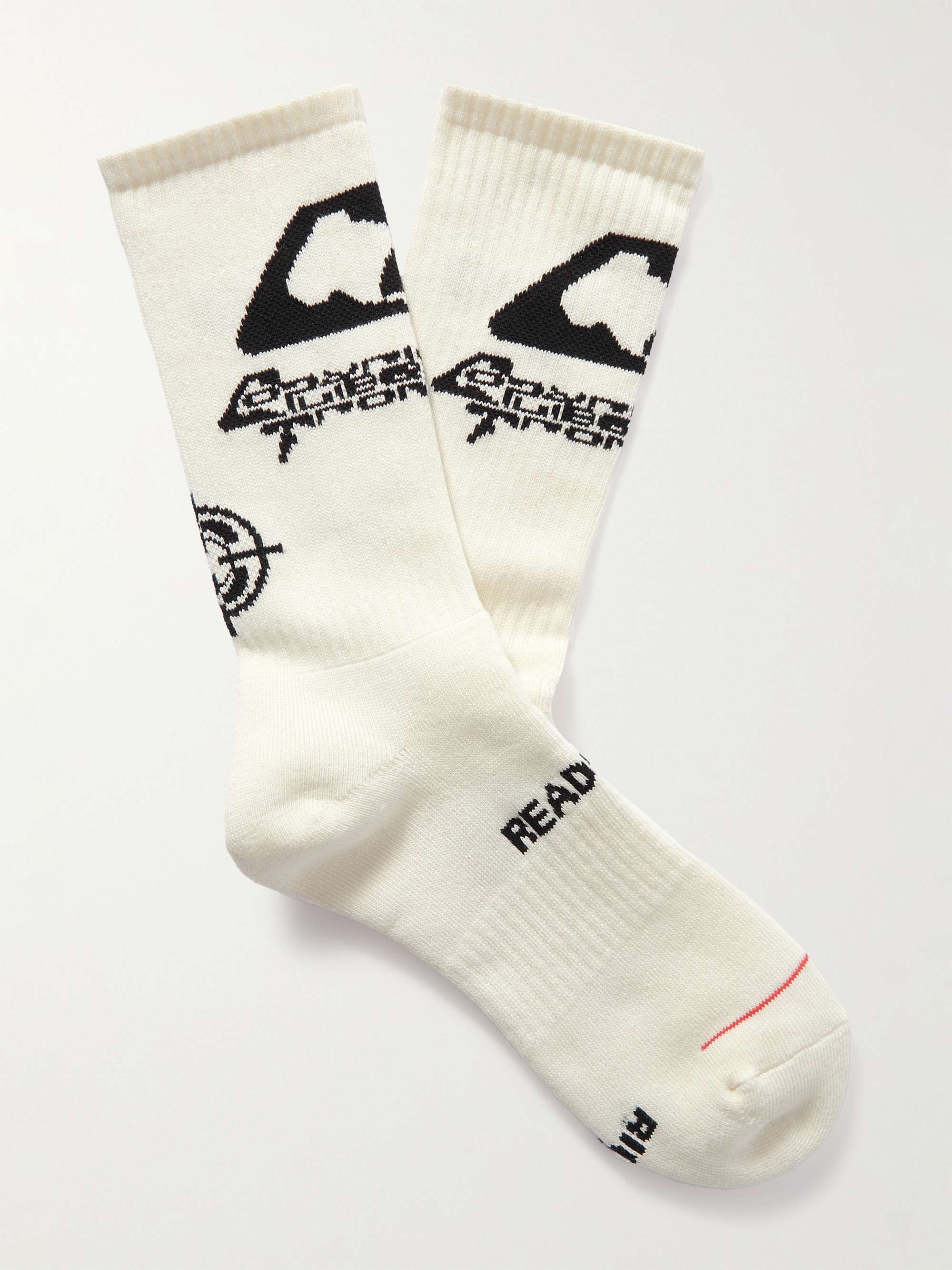 READYMADE Embroidered Ribbed Cotton-Blend Socks | MR PORTER