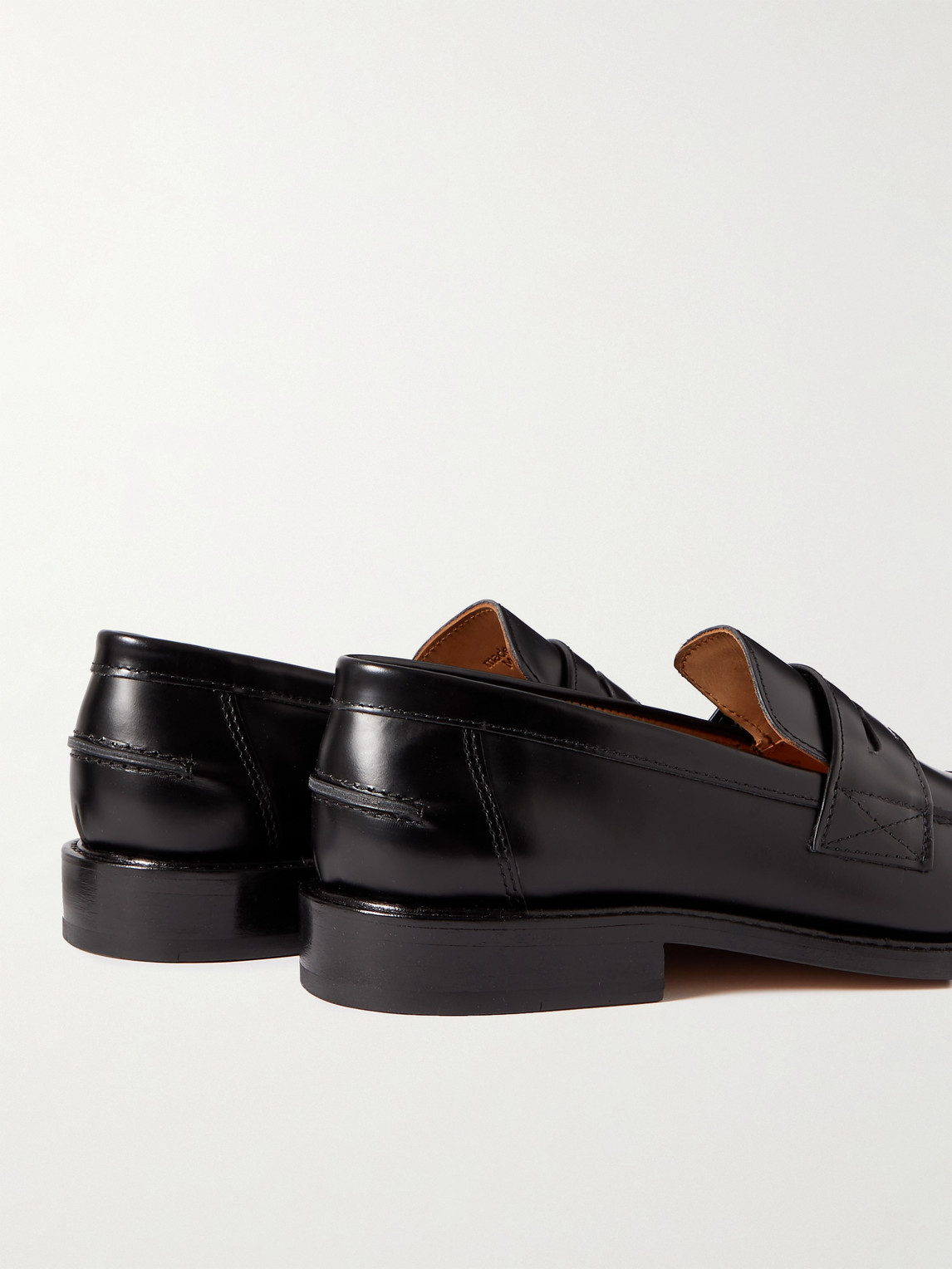 Shop Mr P Scott Polished-leather Penny Loafers In Black