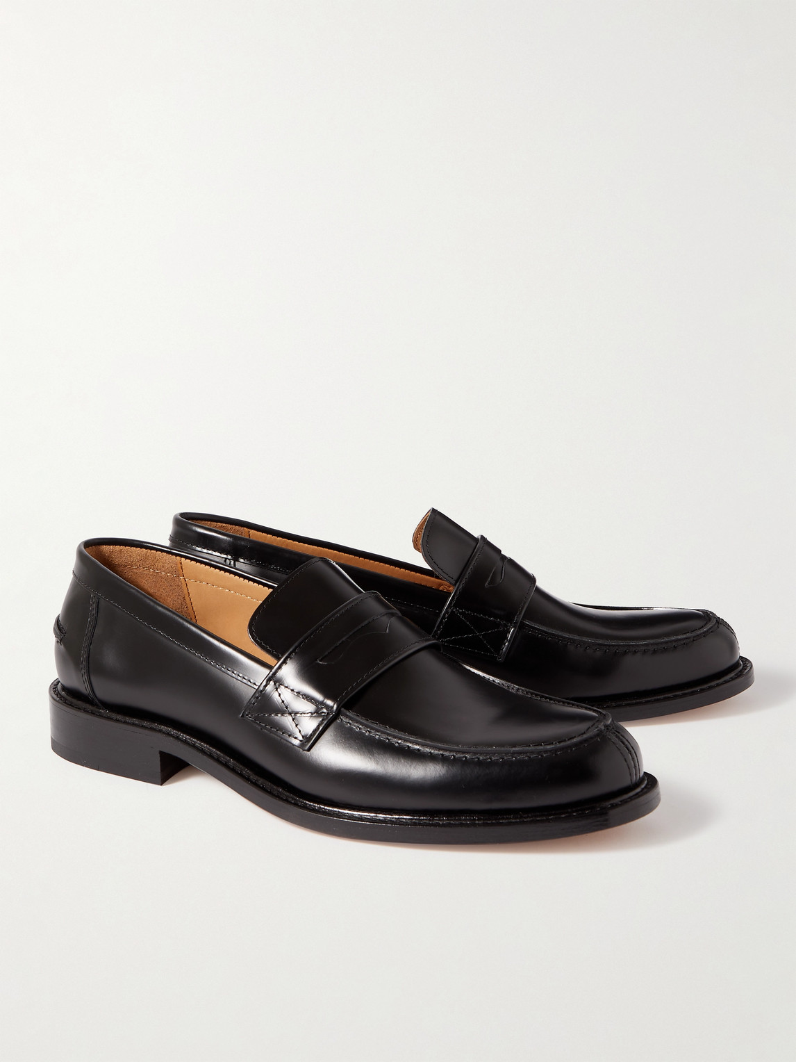 Shop Mr P Scott Polished-leather Penny Loafers In Black