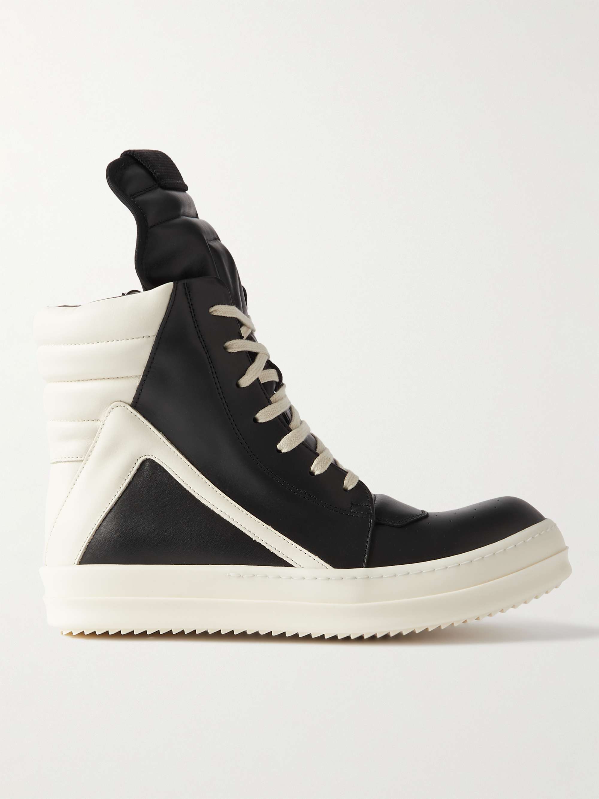 RICK OWENS Geobasket Two-Tone Leather High-Top Sneakers for Men | MR PORTER