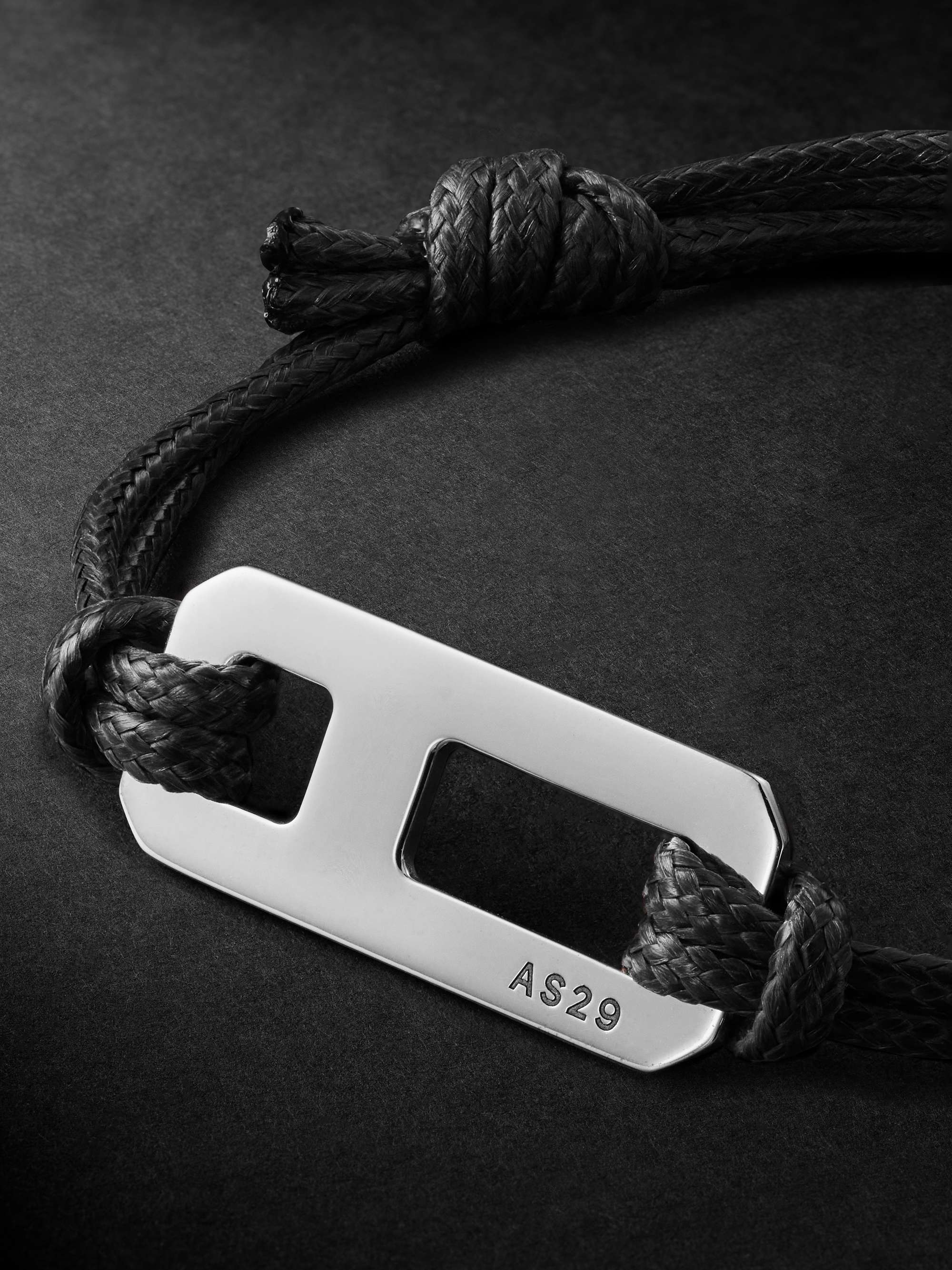 Black DNA Silver and Braided Faux Leather Bracelet | AS29 | MR PORTER