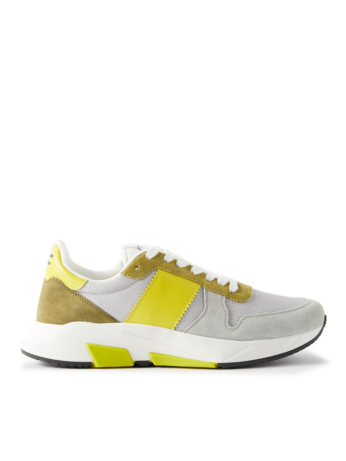 TOM FORD JAGGA LEATHER-TRIMMED SUEDE AND MESH SNEAKERS