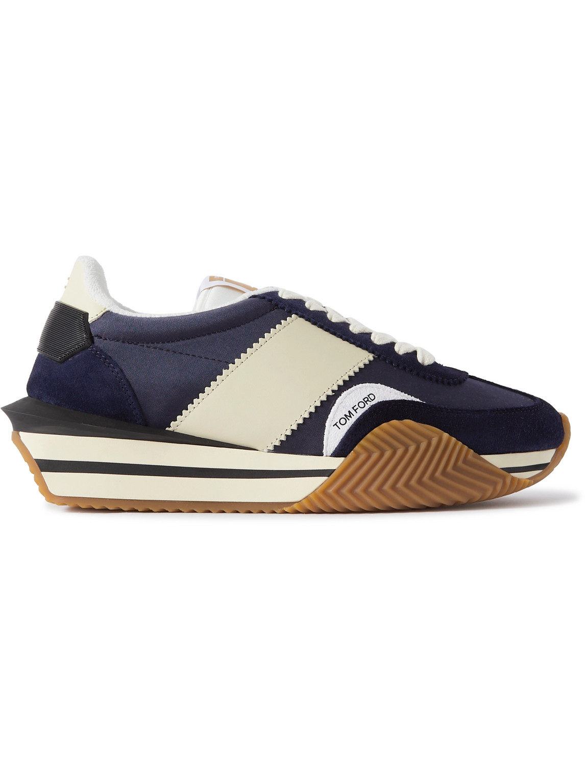 TOM FORD JAMES RUBBER-TRIMMED SUEDE, NYLON AND LEATHER SNEAKERS