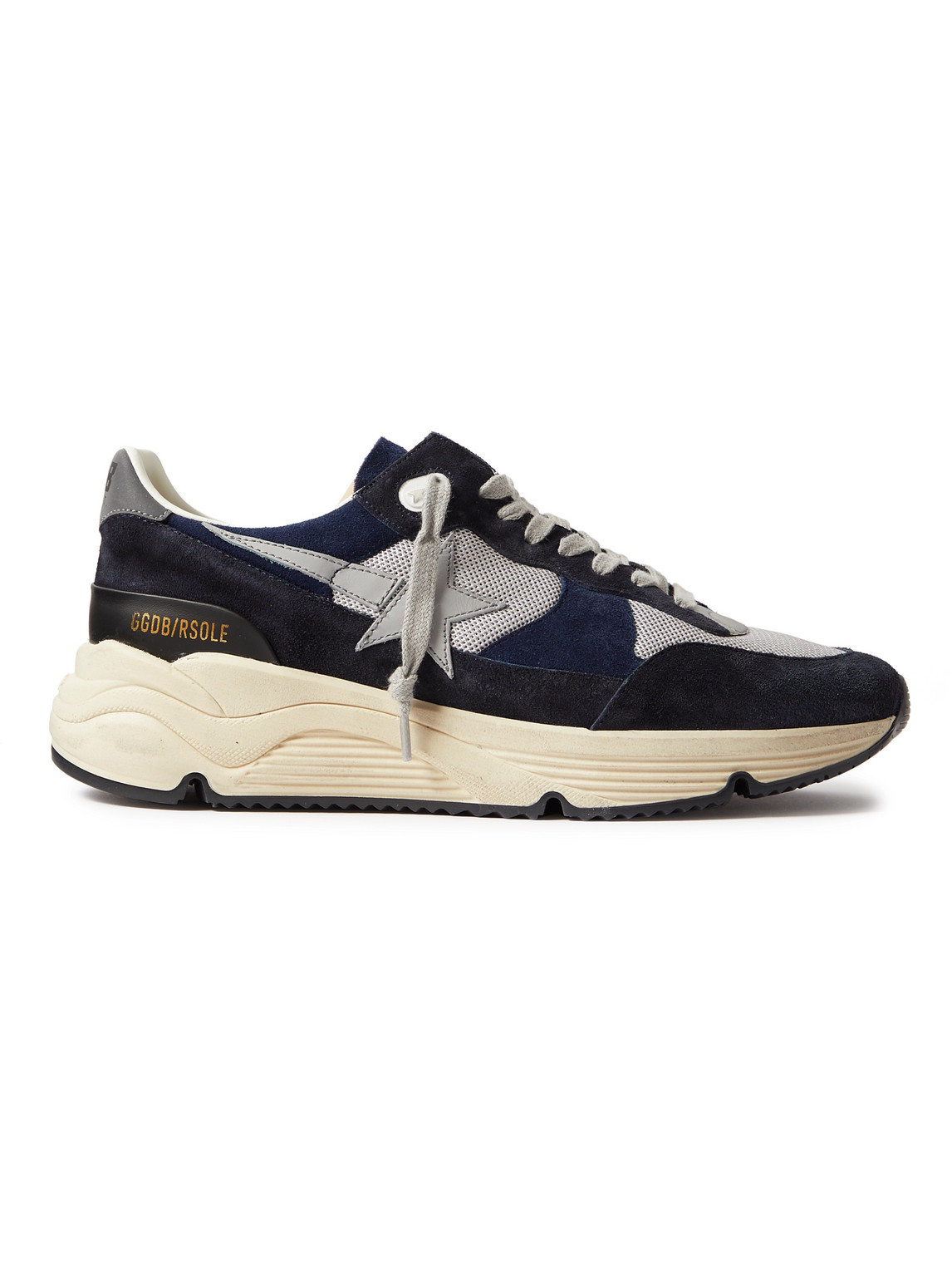 Shop Golden Goose Leather-trimmed Mesh And Suede Sneakers In Blue