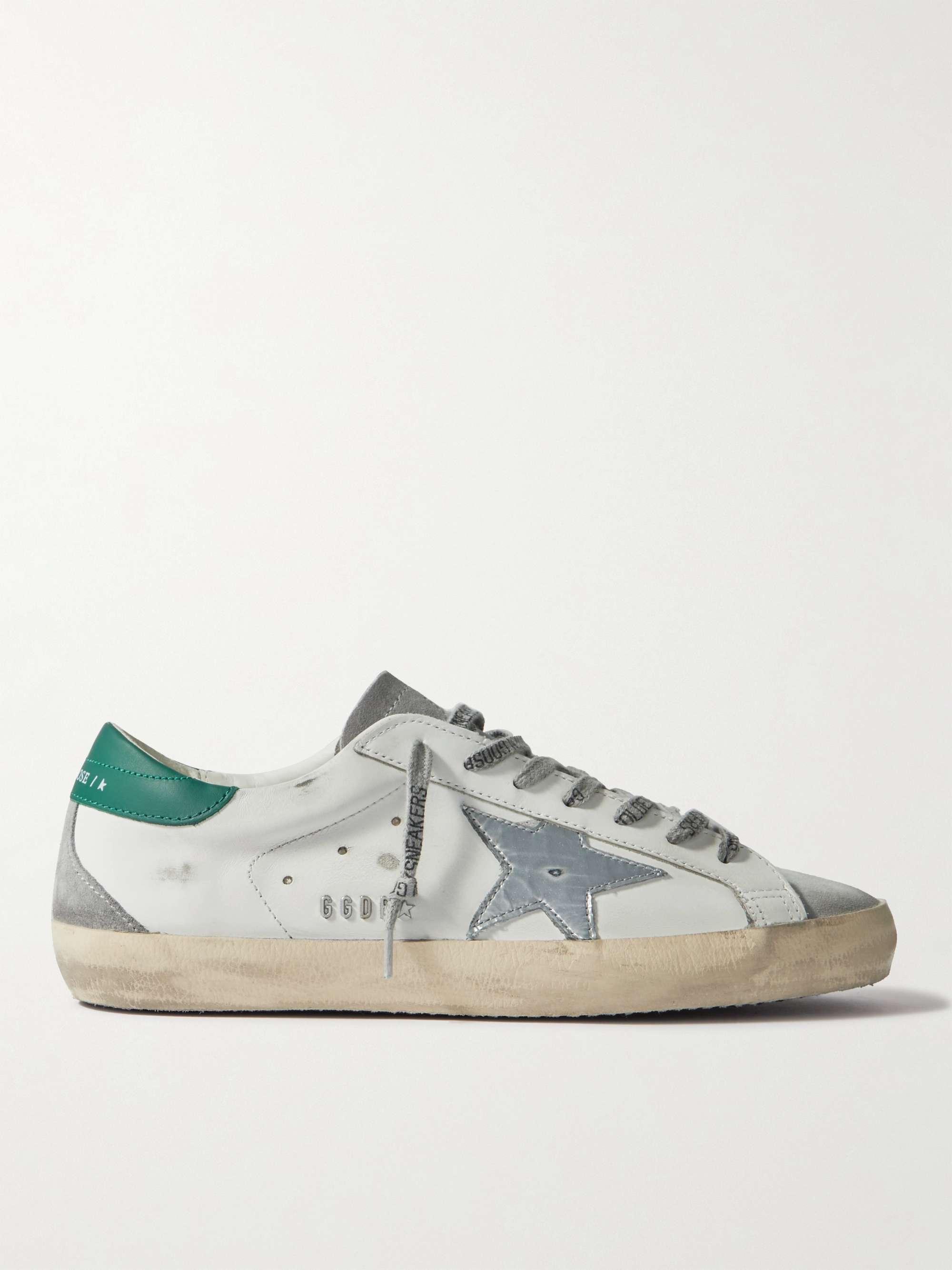 GOLDEN GOOSE Super-Star Distressed Suede-Trimmed Leather Sneakers for ...