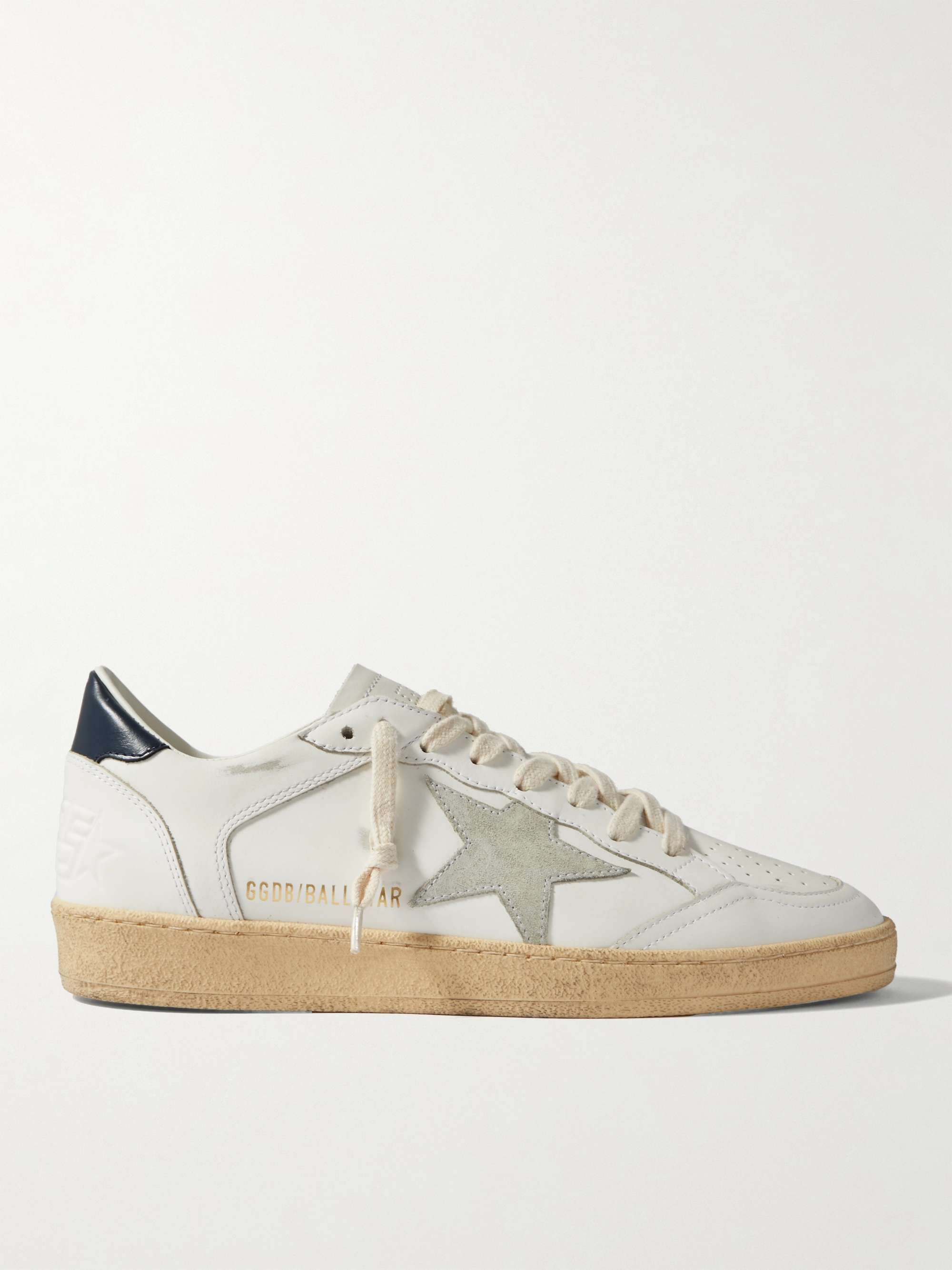 GOLDEN GOOSE Ball Star Distressed Faux Suede-Trimmed Embossed Leather ...