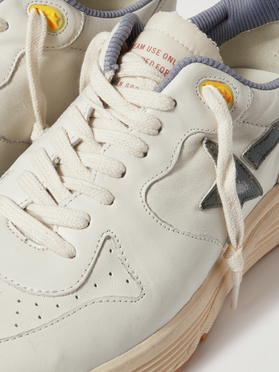 Shop Golden Goose Running Sole Distressed Leather, Nylon And Suede Sneakers In White