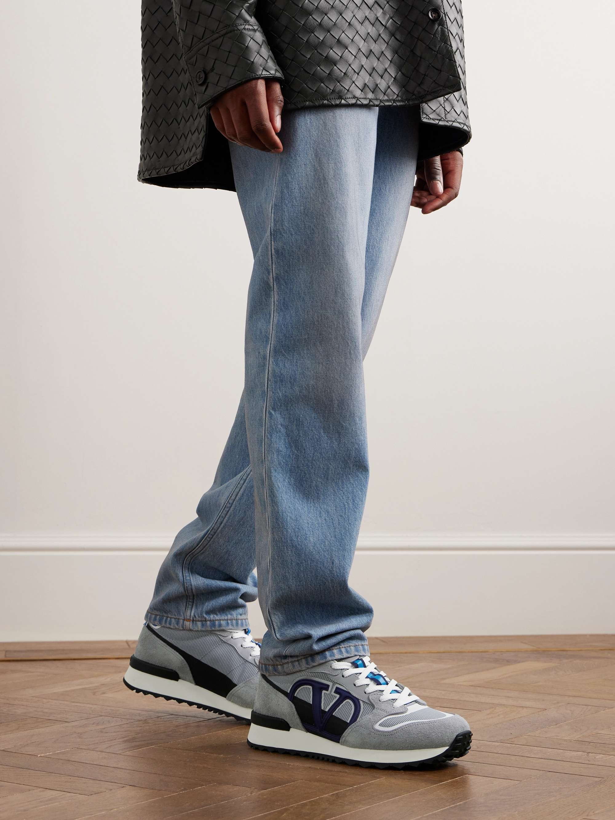 VALENTINO GARAVANI Suede, Leather and Mesh Sneakers for Men | MR PORTER